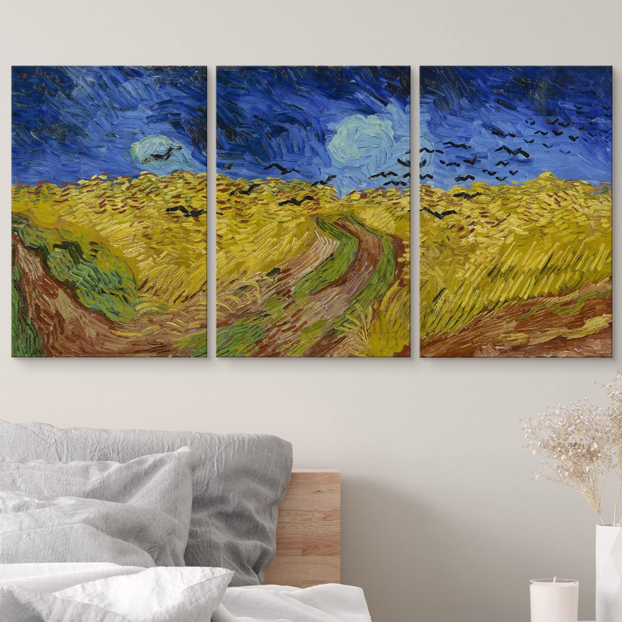 Wall26 Canvas Print Wall Art Set Wheat Field With Crows By Vincent Van Gogh Nature Wilderness Illustrations Fine Art Relax/Calm