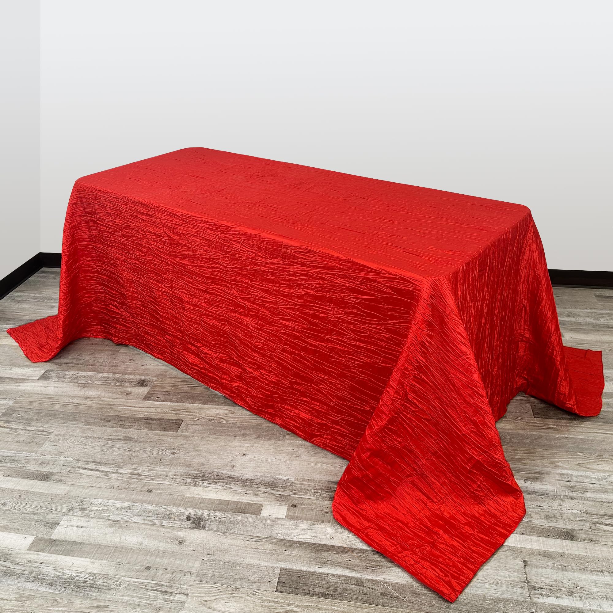 Your Chair Covers - 90 X 156 Inch Rectangular Crinkle Taffeta Tablecloth - Red, Rectangle Table Linens For 8 Ft Rectangular Tabl