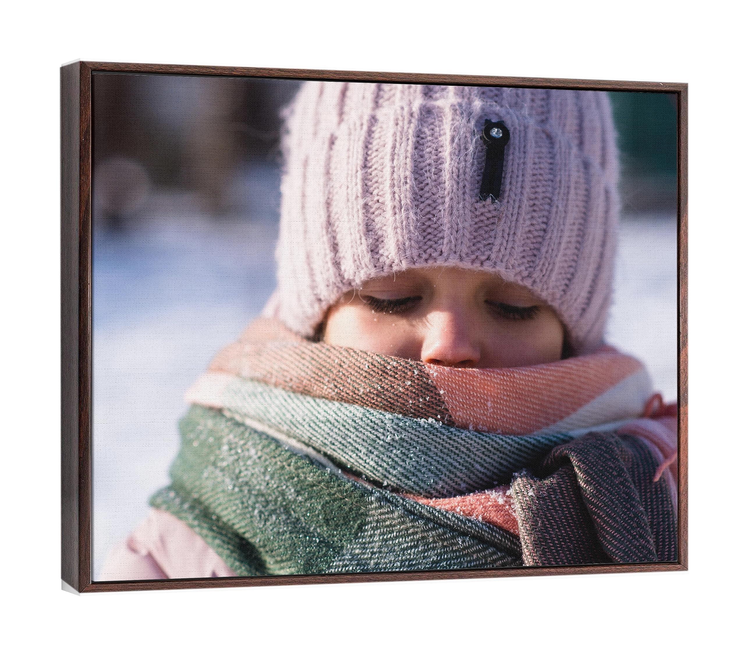 Custom Photo Canvas Print with Deep Floating Frame - Personalized Gallery Wrapped Wall Art from Your Picture - Beige Walnut Blac