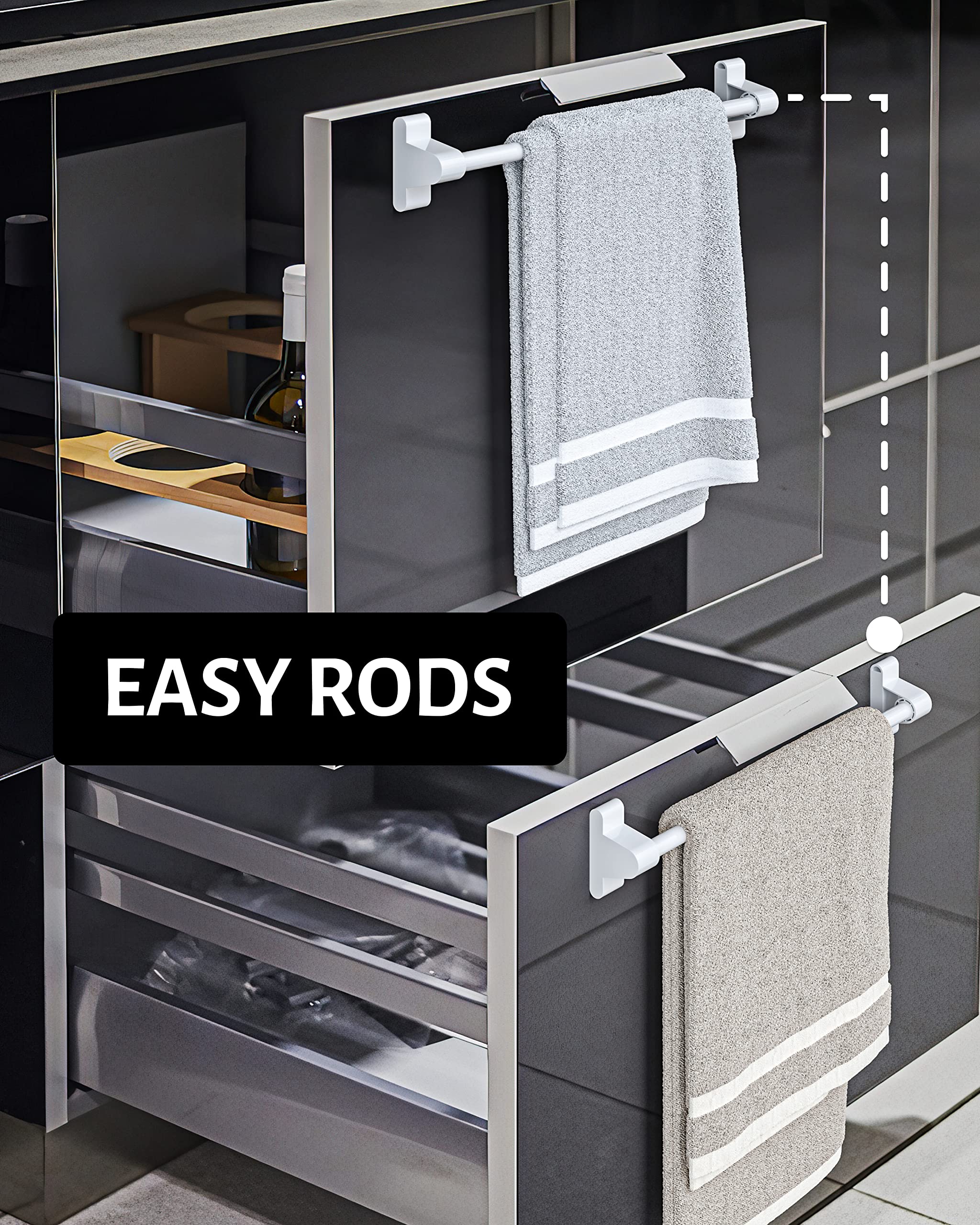 Skywin Magnetic Towel Holder For Refrigerator - 2 Pack Small Magnetic Curtain Rod For Metal Door With Adjustable Length - Fits T