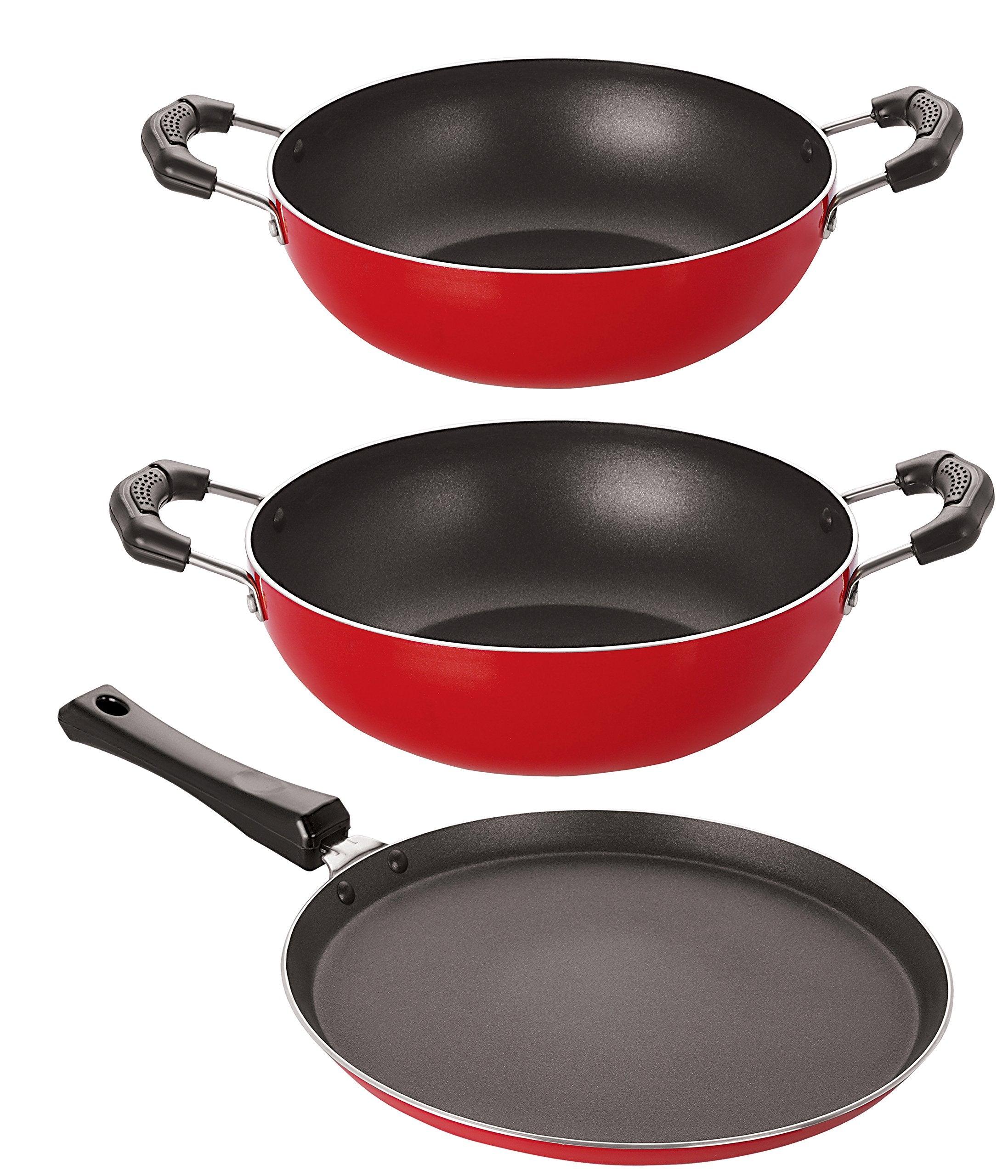 Nirlon Chemical Free 3 Piece NonStick Coated Healthy Kitchenware Utensils Combo Set Gift Offer, 2.6Mm_Ft12_Kd13_Kd14