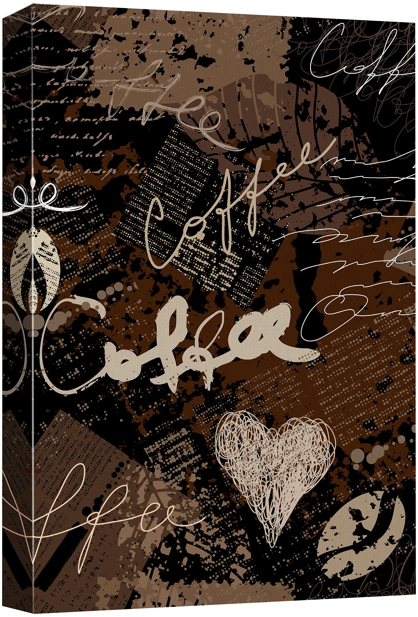 Wall26 Canvas Wall Art - Grunge Style Coffee Concept Art - Giclee Print Gallery Wrap Modern Home Art Ready To Hang - 24X36 Inche