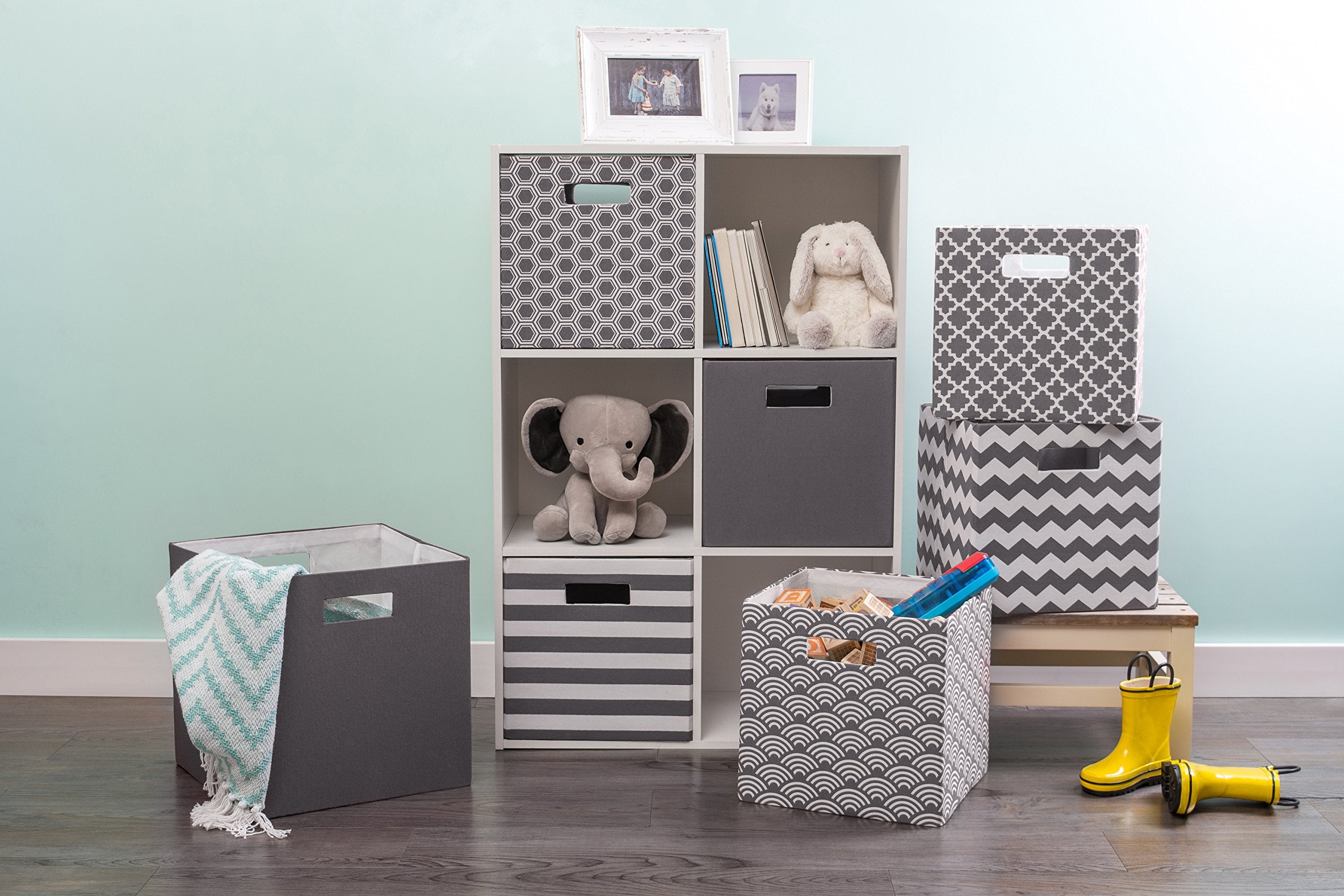DII Poly-Cube Storage Collection Hard Sided  Collapsible Solid  Large  Gray