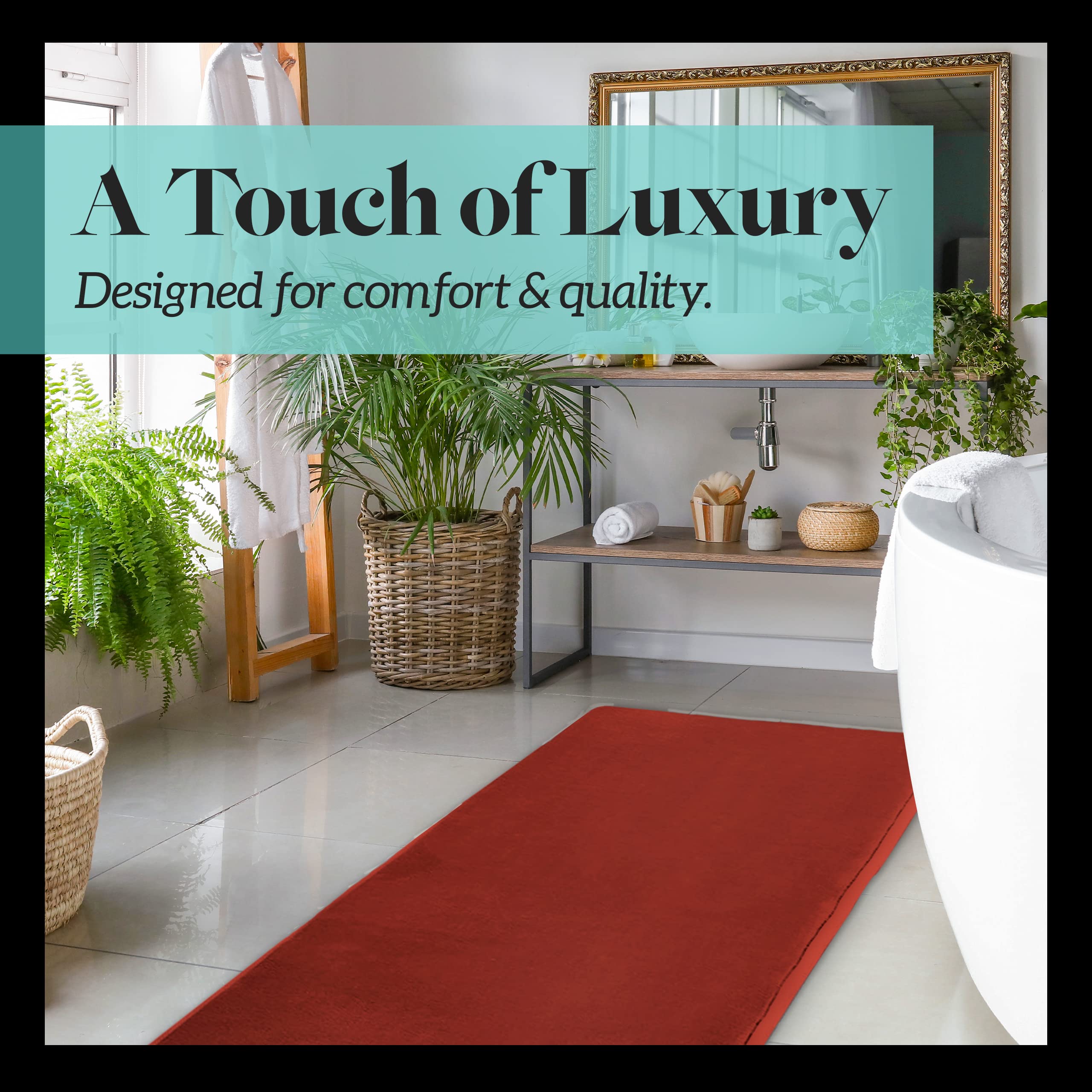 Genteele Bath Mats For Bathroom Non Slip - Autumn Glaze 17'' X 24'' Memory Foam Bathroom Rugs - Quick Dry Bath Mat