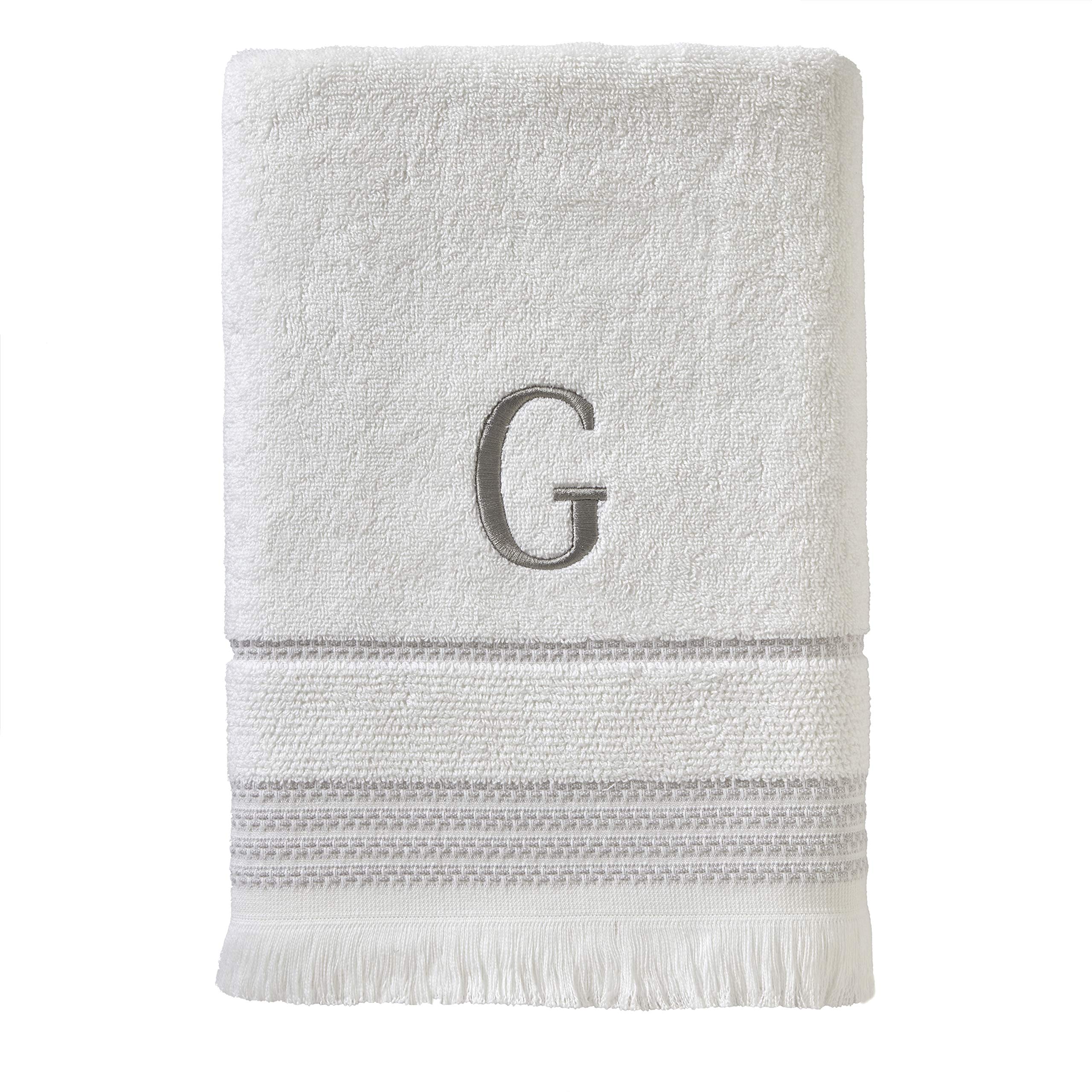 Skl Home Casual Monogram Bath Towel, G, 28X54, White