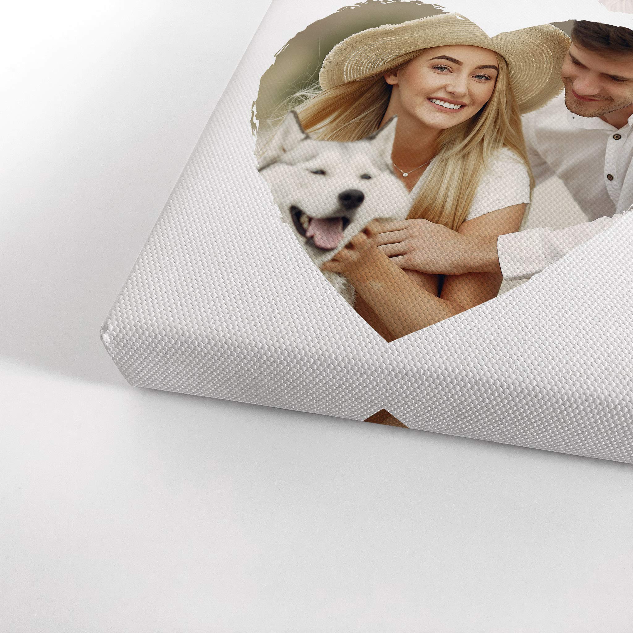Smile Art Design Custom Photo Print Canvas Print With Your Photos Personalized Photo Upload 3 Images Collage Picture Heart Shape