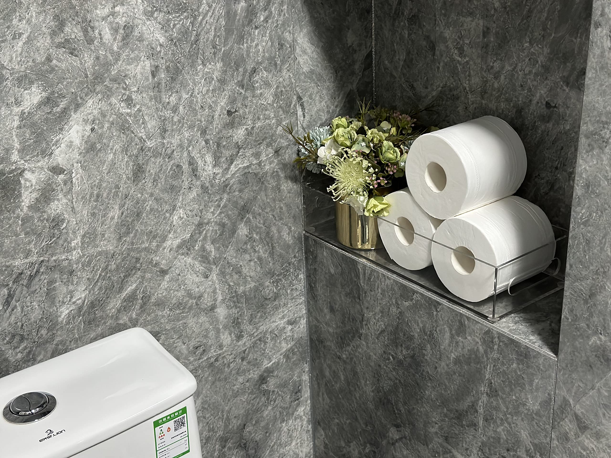 Ieek Toilet Paper Basket,Acrylic Toilet Paper Holder With Storage Modern Bathroom Tray With Handle And Non-Slip Mats For Toilet