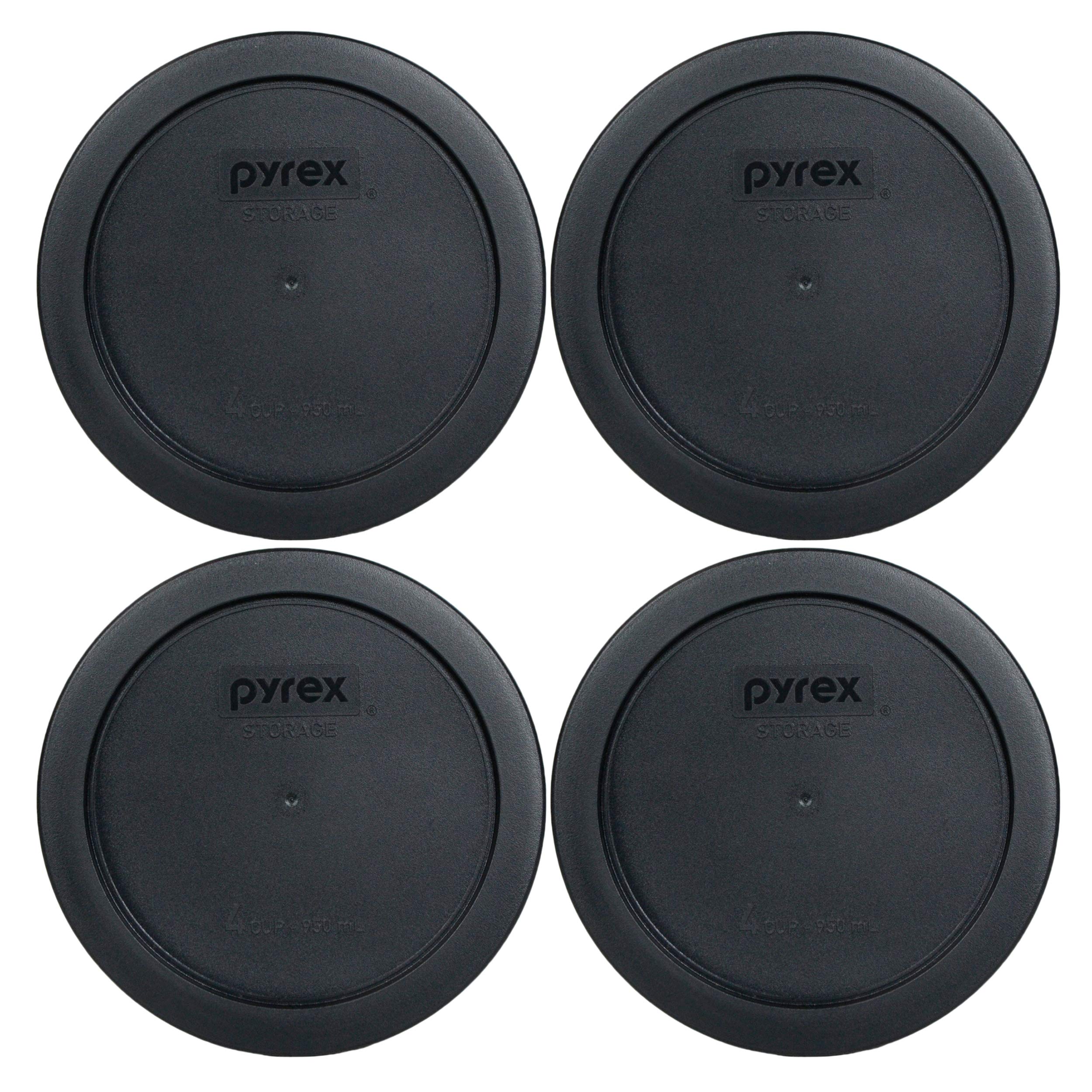 Pyrex 7201-Pc 4-Cup Black Round Plastic Food Storage Lid, Made In Usa