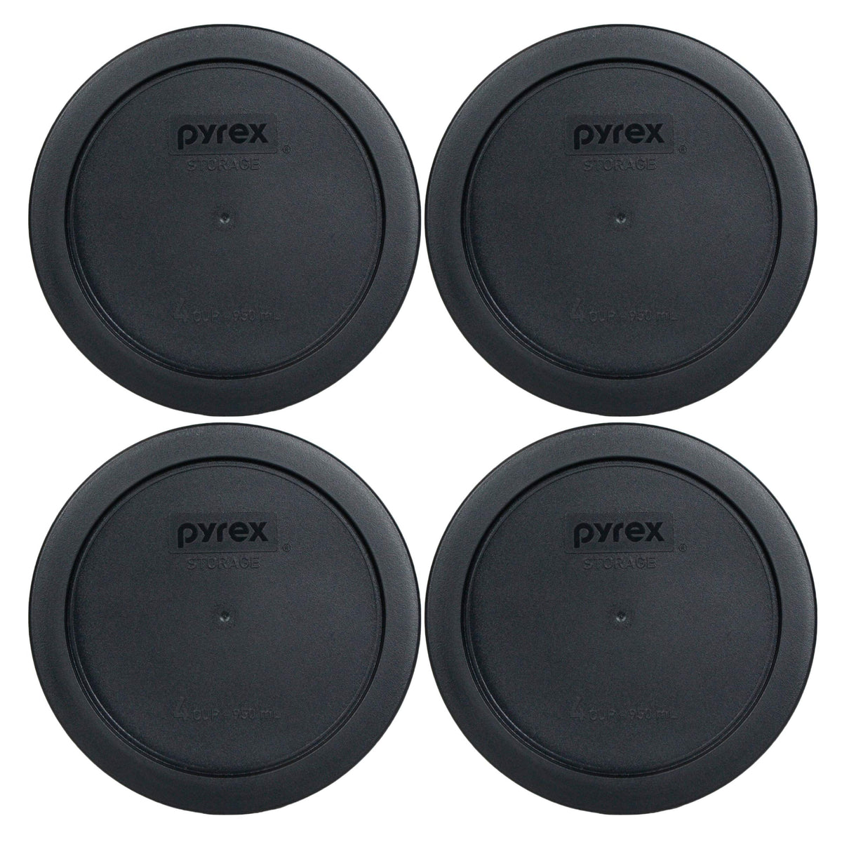 Pyrex 7201-Pc 4-Cup Black Round Plastic Food Storage Lid, Made In Usa