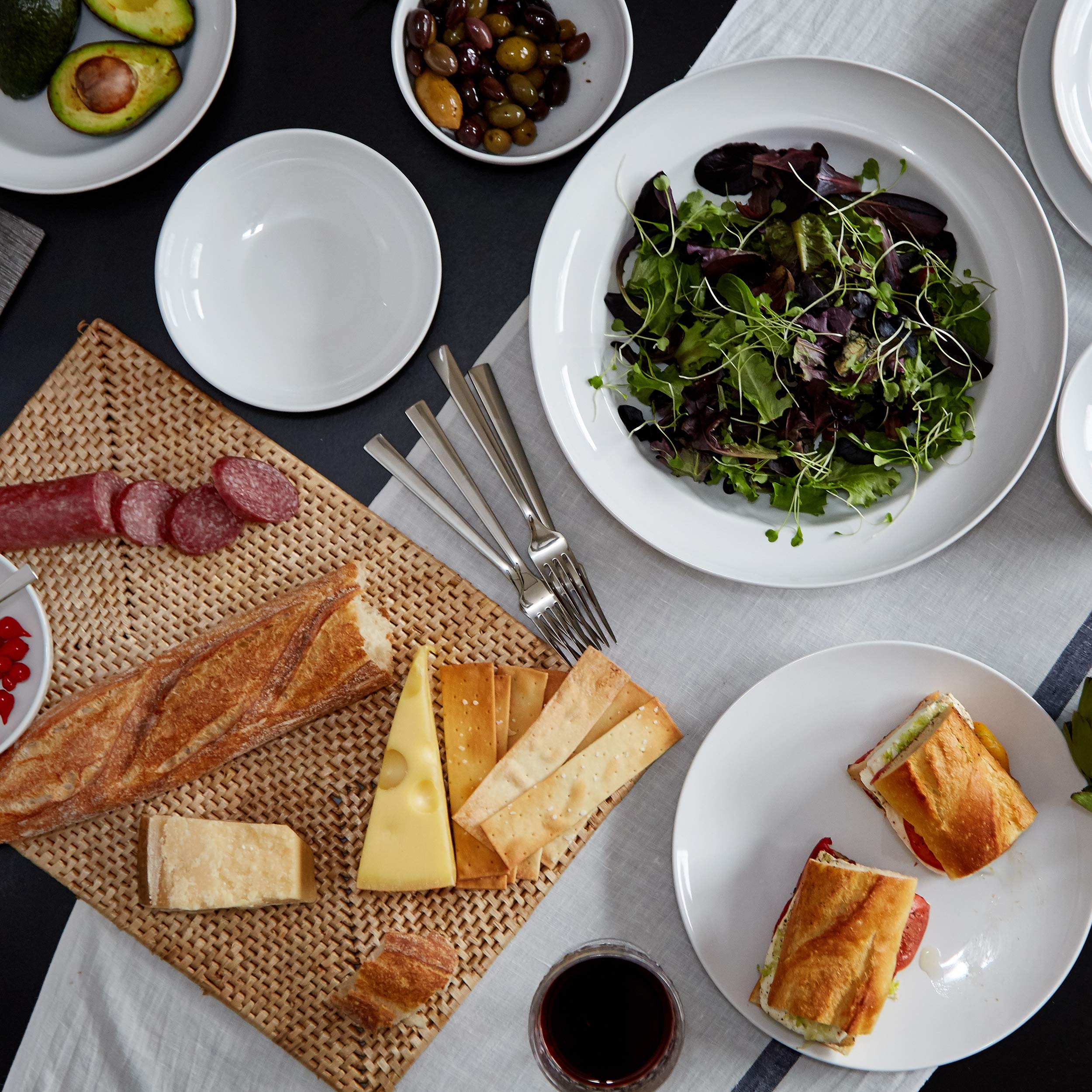 Euro Ceramica Essential Collection Porcelain Entertaining Dinnerware and Serveware, Large Serving Bowl, Inverted Rim Design, Cla