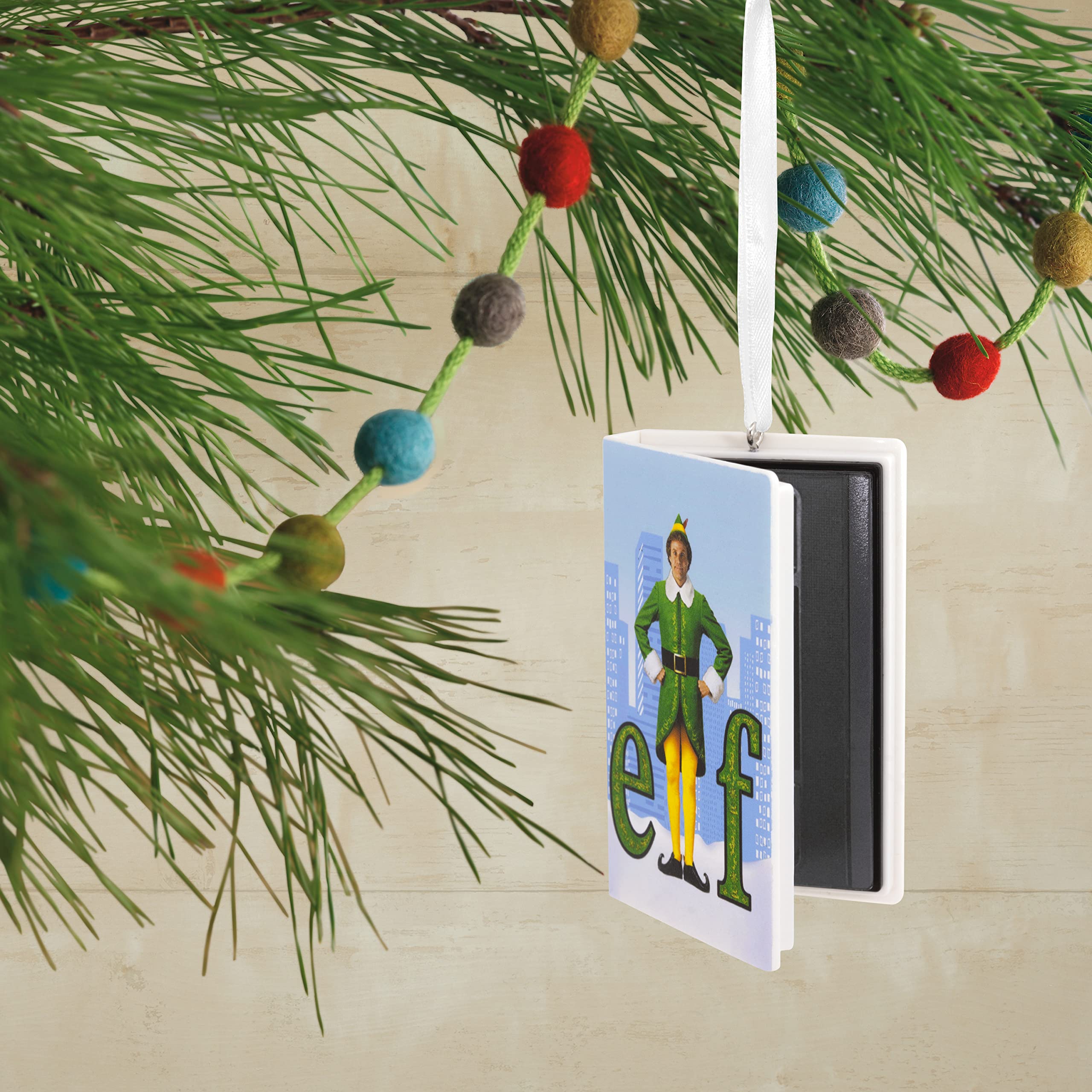 Hallmark Elf Movie Retro Video Cassette Case Plastic Christmas Ornament
