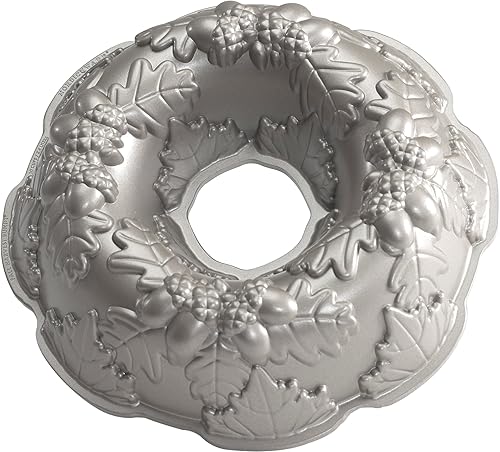 Nordic Ware Autumn Wreath Bundt Pan, Bronze, 10 Cups, Silver