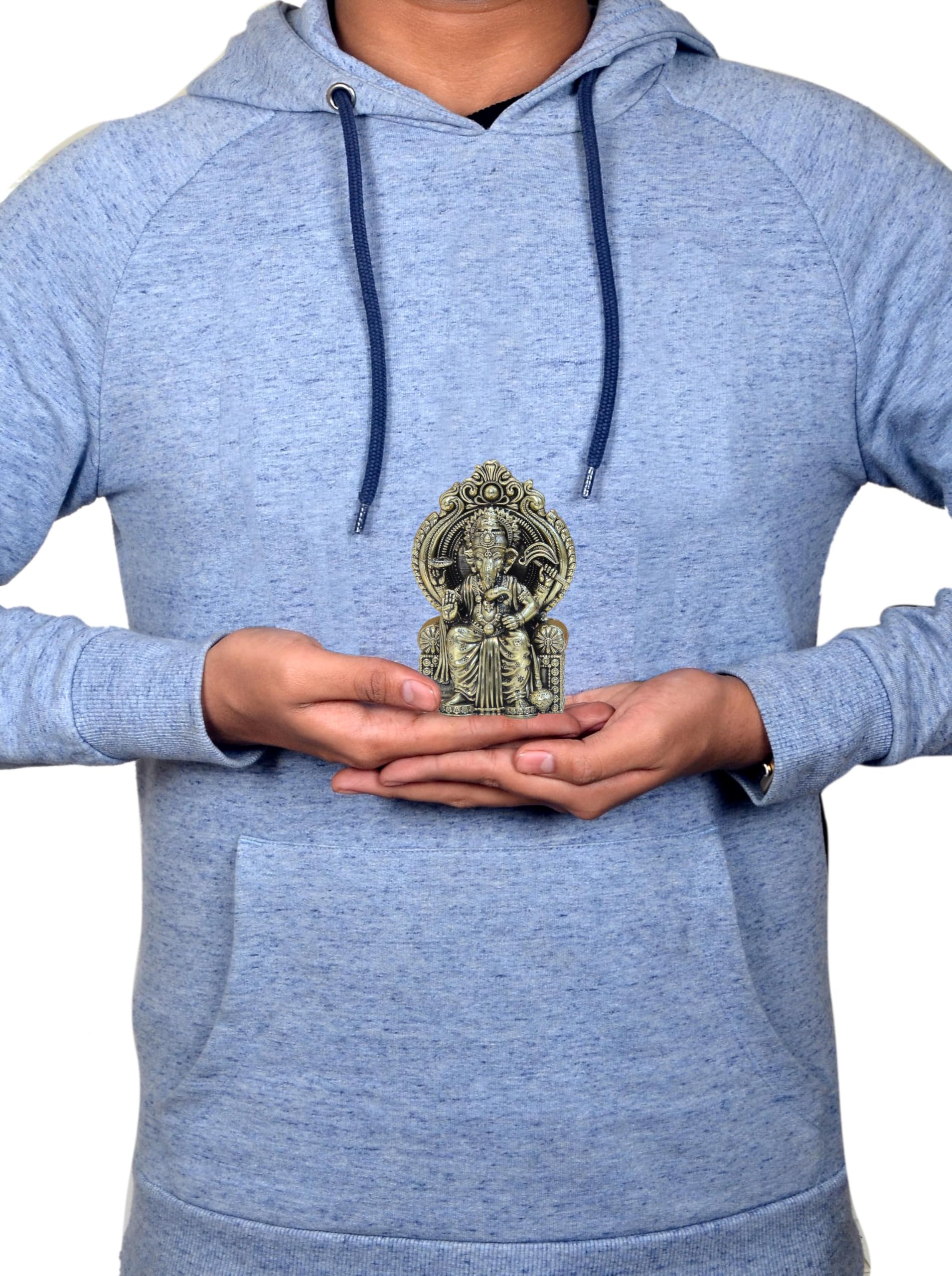 Dattatreya Bronze Lord Ganesha Idol Ganesh Statue Decorative Sculpture For Home Office Mandir Pooja Showpiece (Height 4 Inch)