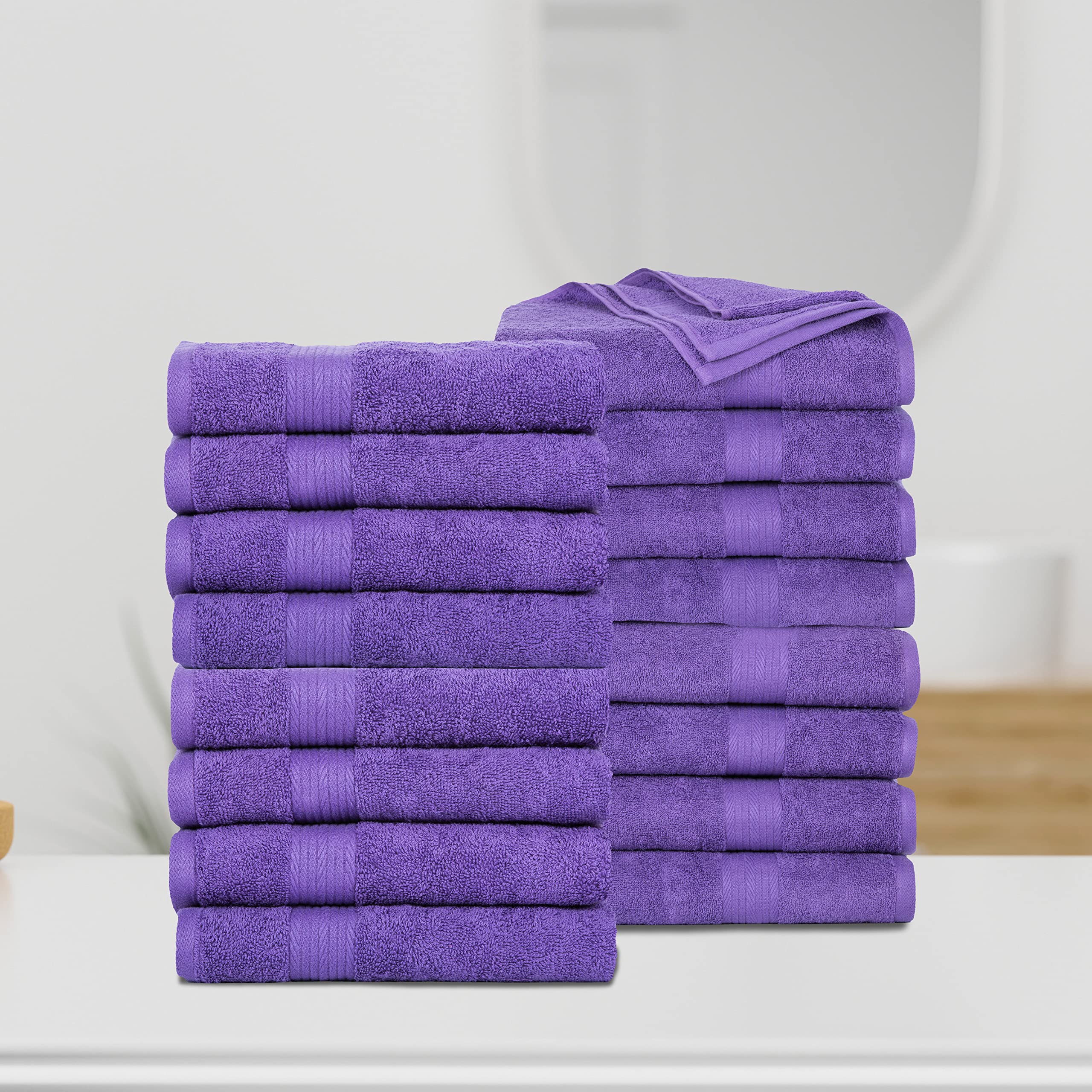 Ample Decor Bath Towels Pack Of 16 600 Gsm 100% Cotton, Absorbent Soft Premium Quality Machine Washable, Oeko Tex Certified, For