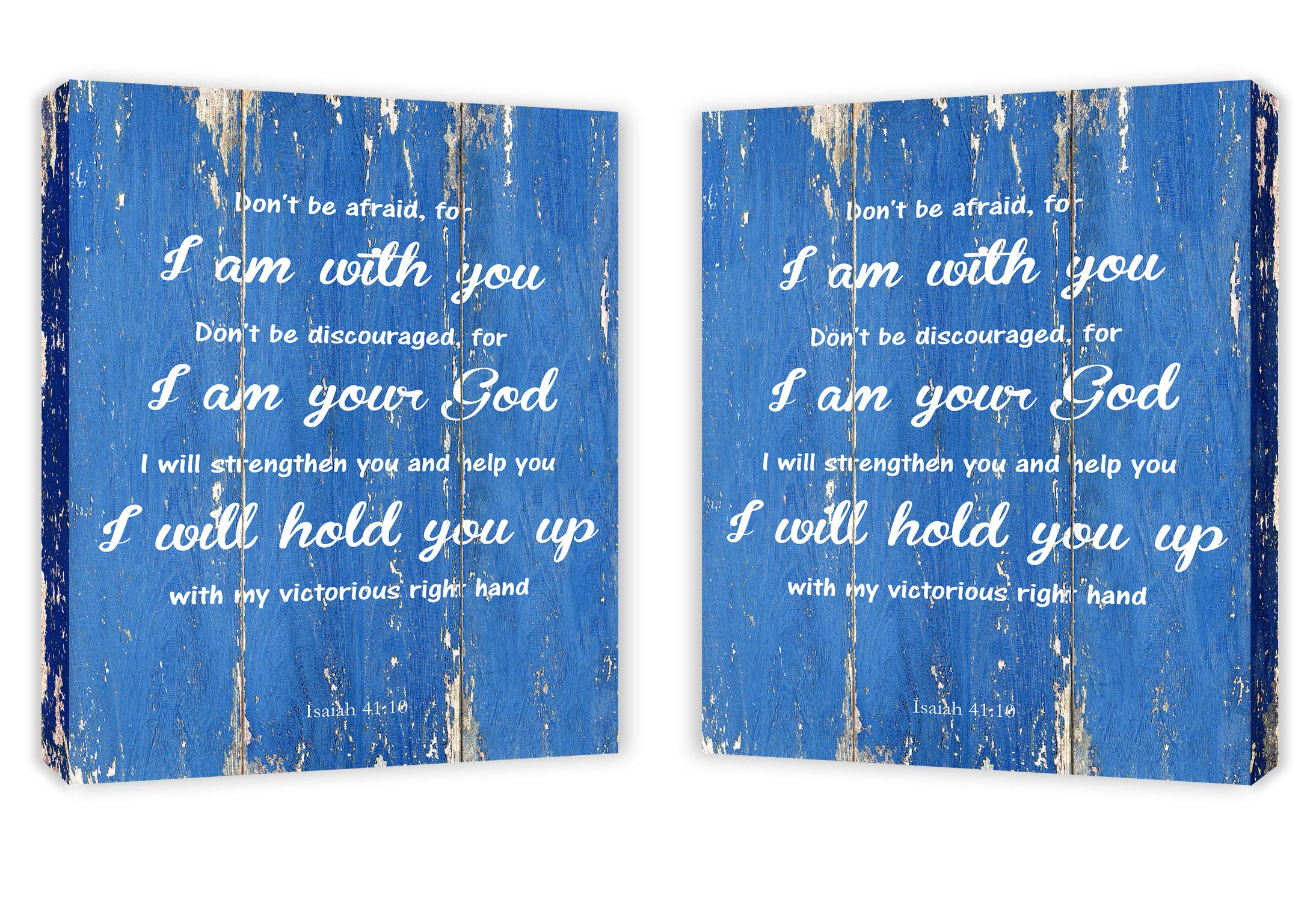 Isaiah 41:10 Don 'T Be Afraid, For I Am With You Bible Verse - Framed - Canvas Print Wall Art,Gallery Wrap Inner Frame, Blue, 14