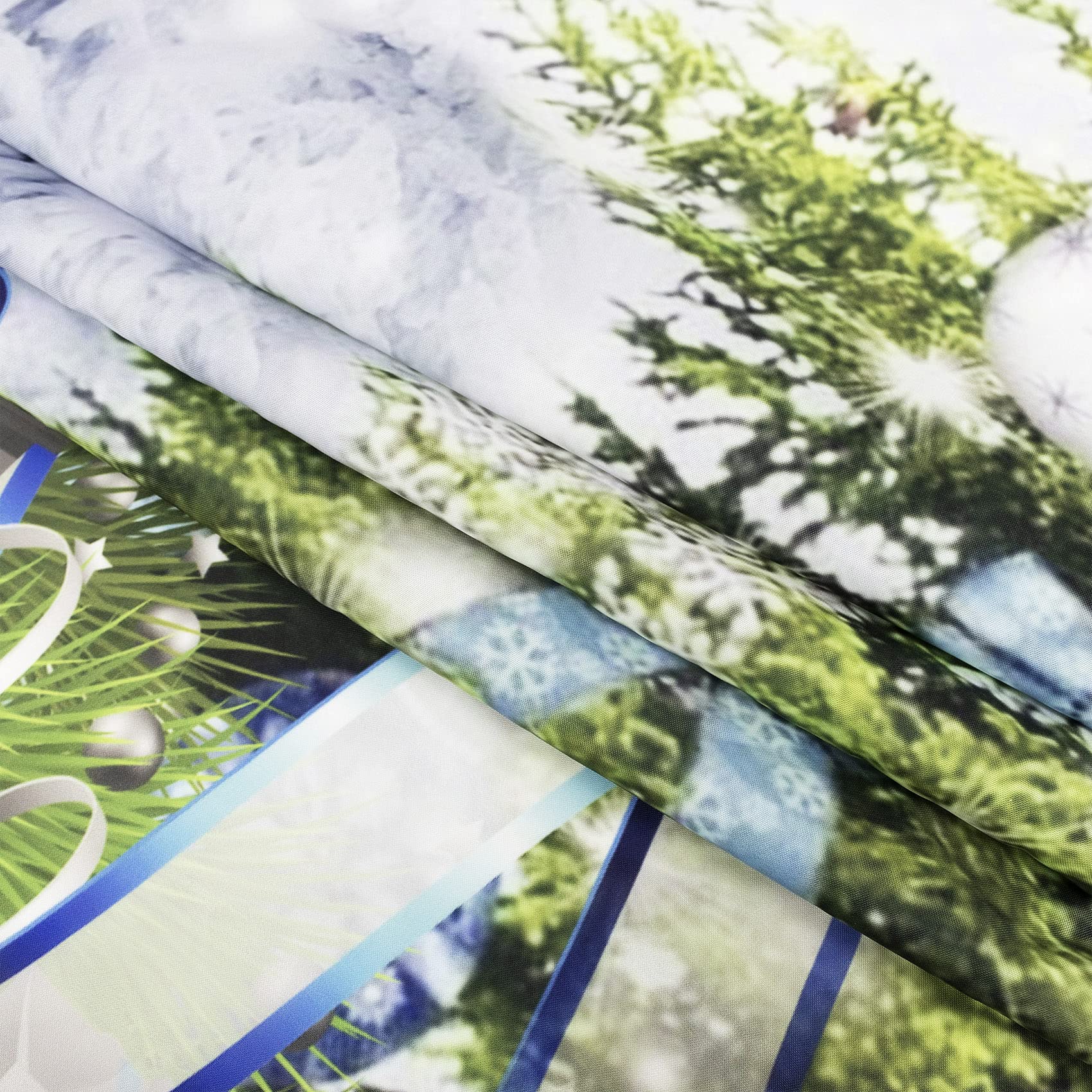 Eobtain Christmas Pine Tree Shower Curtain Silver Blue Xmas Balls Gifts Bow Winter Forest Snow Scene White Snowflake Bathroom Cu