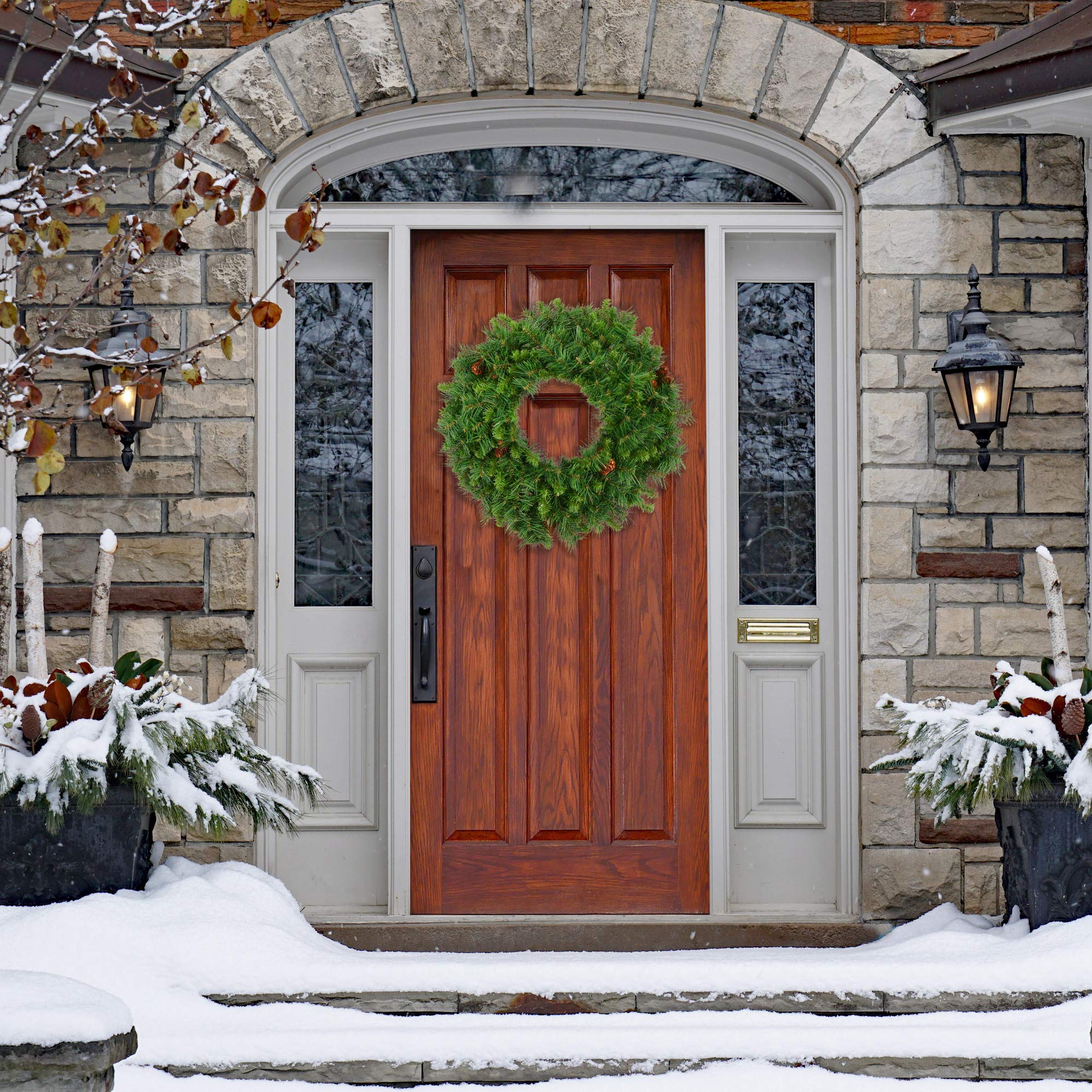 Vickerman 30 Cheyenne Pine Artificial Christmas Wreath with 260 PVC Tips - Indoor and Outdoor Use- Seasonal Holiday Decor - Feat