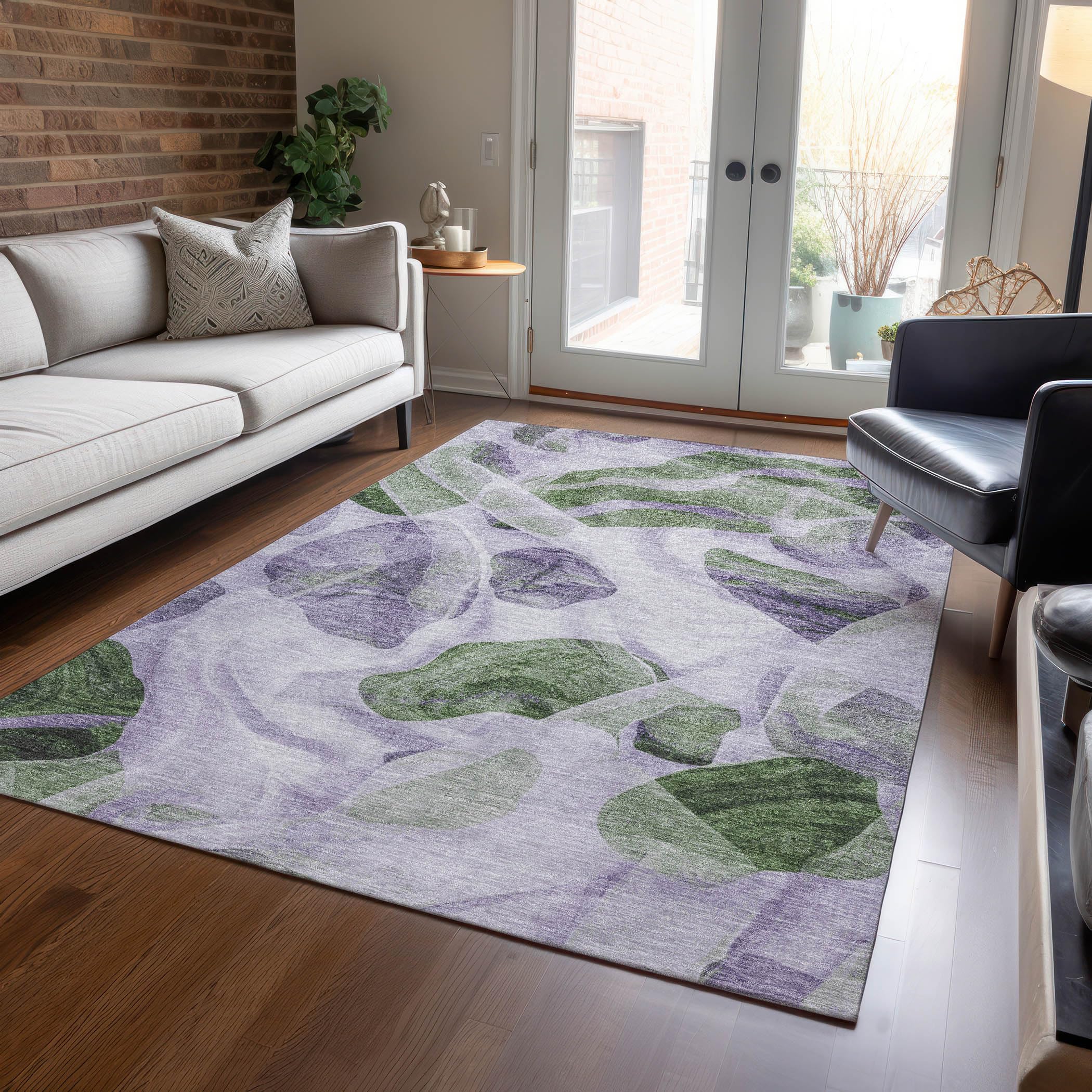 Machine Washable Indoor/Outdoor Chantille Lavender 3 x 5 Rug