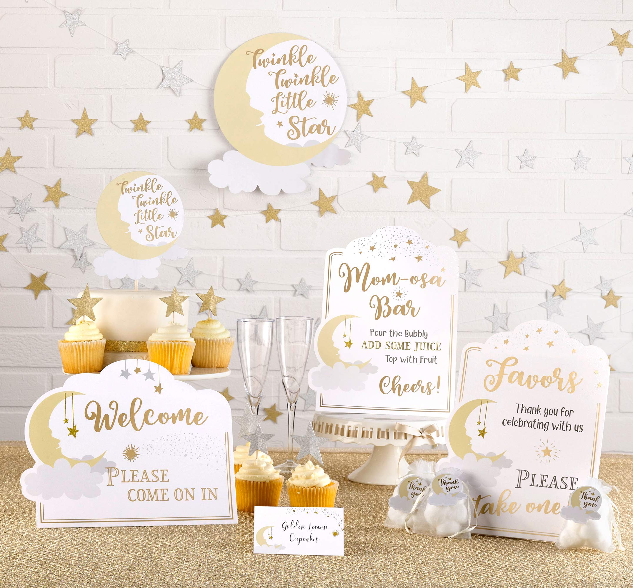 Lillian Rose Twinkle Little Star Baby Shower Decor Set, Gold