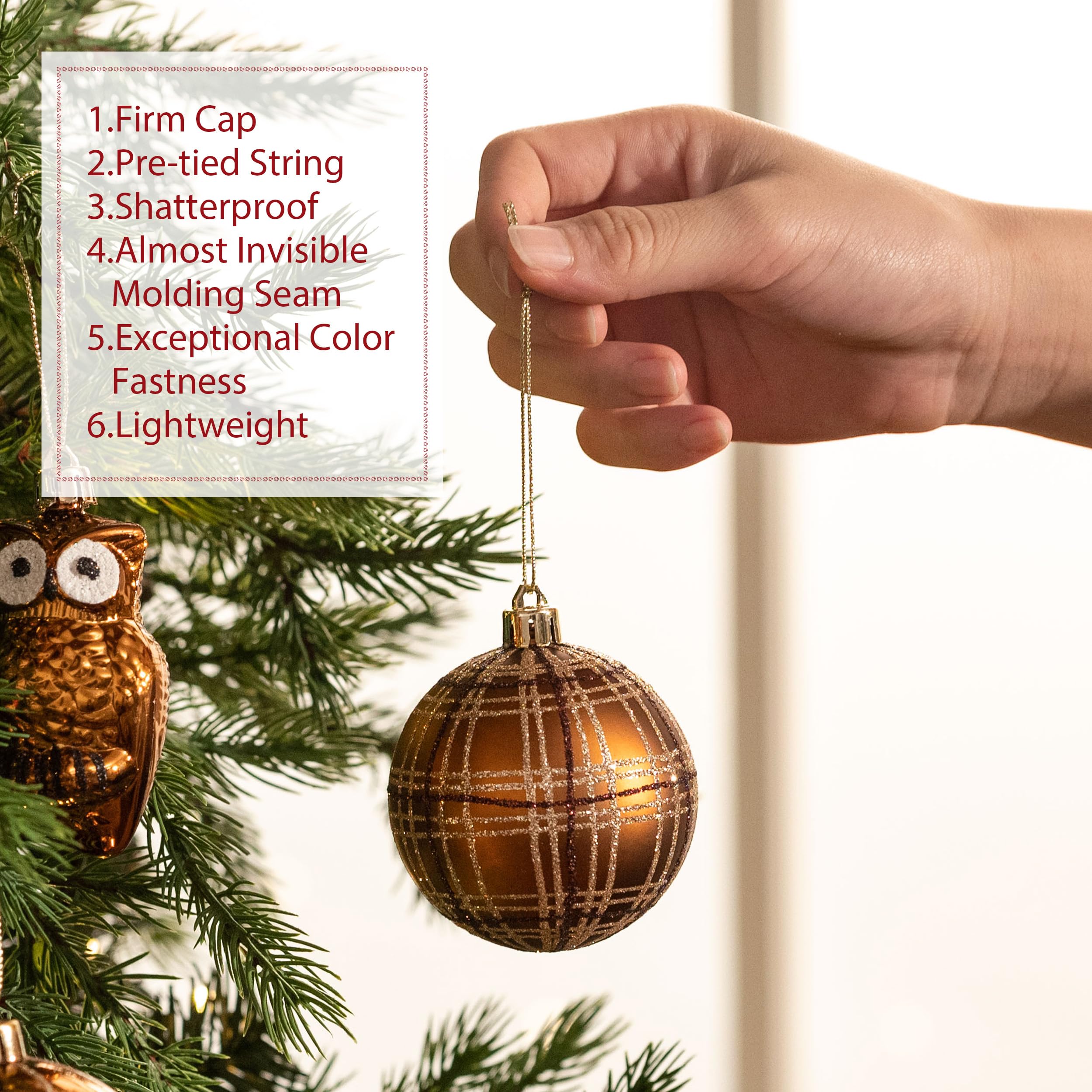 Valery Madelyn Ornaments for Christmas Trees, 70ct Bronze Copper and Gold Shatterproof Christmas Tree Decorations, Woodland Brow
