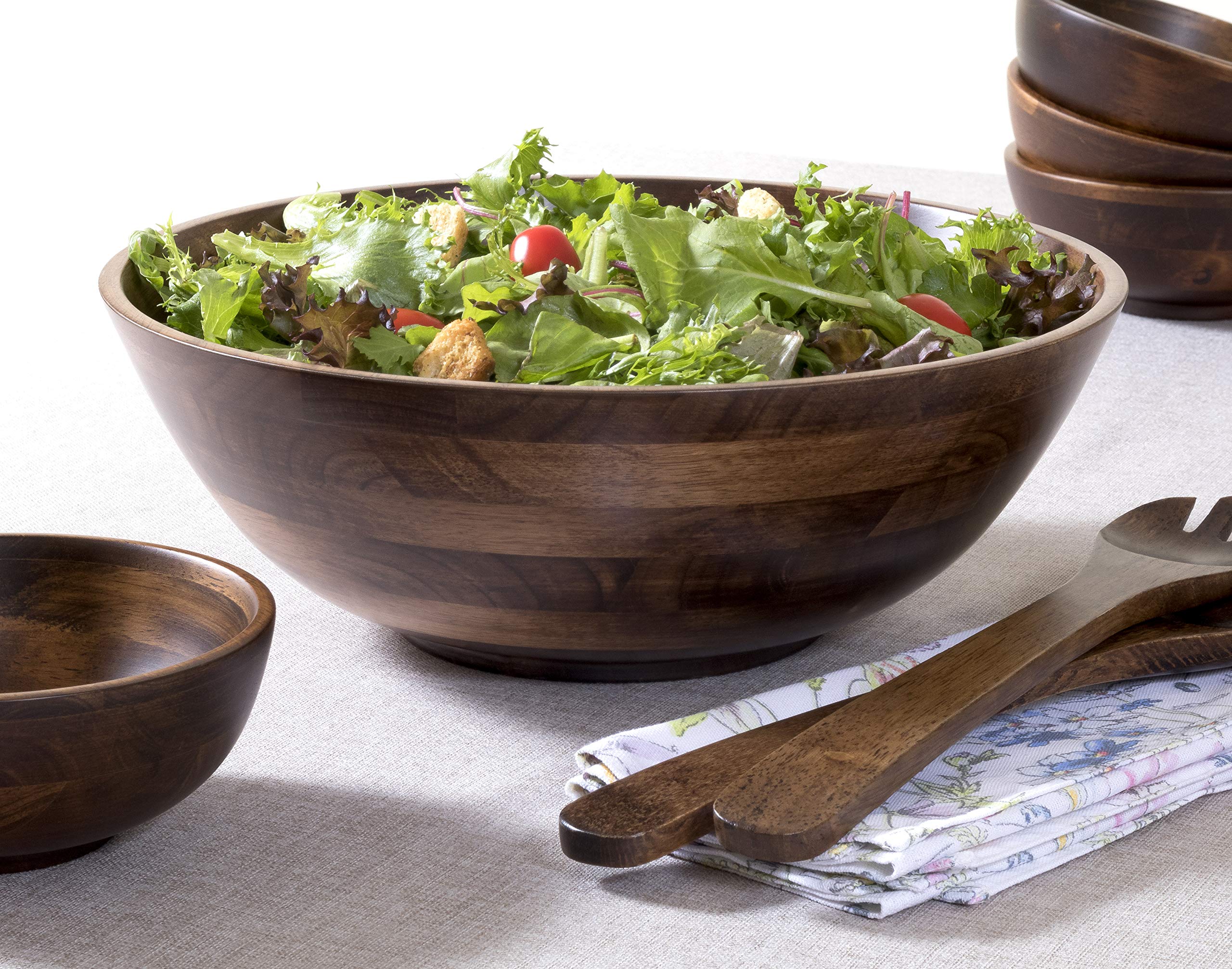 Lipper International Walnut Finished 14'' Salad Bowl, Large - Single Bowl (274Wn)