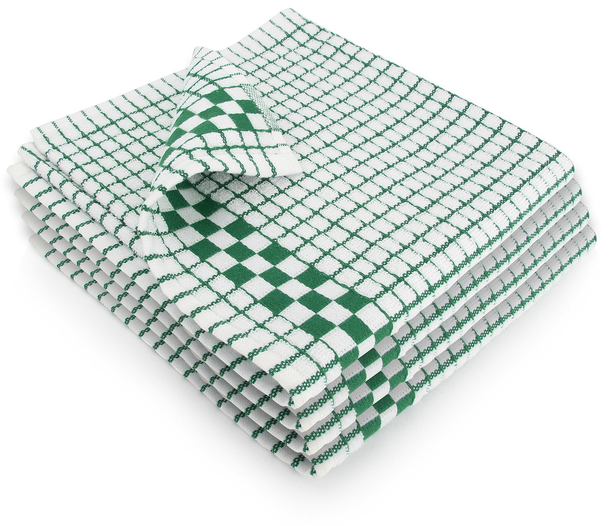 Fecido Classic Kitchen Dish Towels With Hanging Loop - Set Of 4, Dark Green