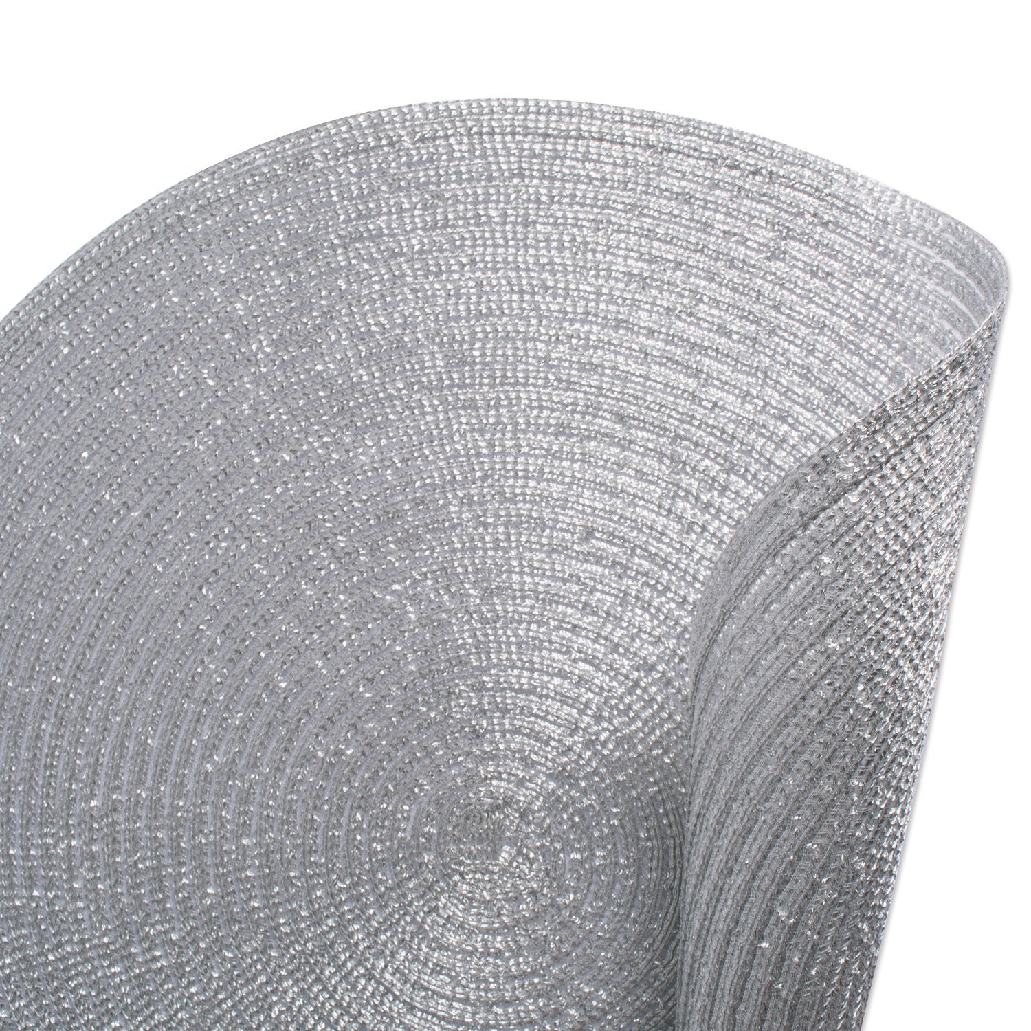 DII Metallic Silver Round Polypropylene Woven Placemat (Set of 4)