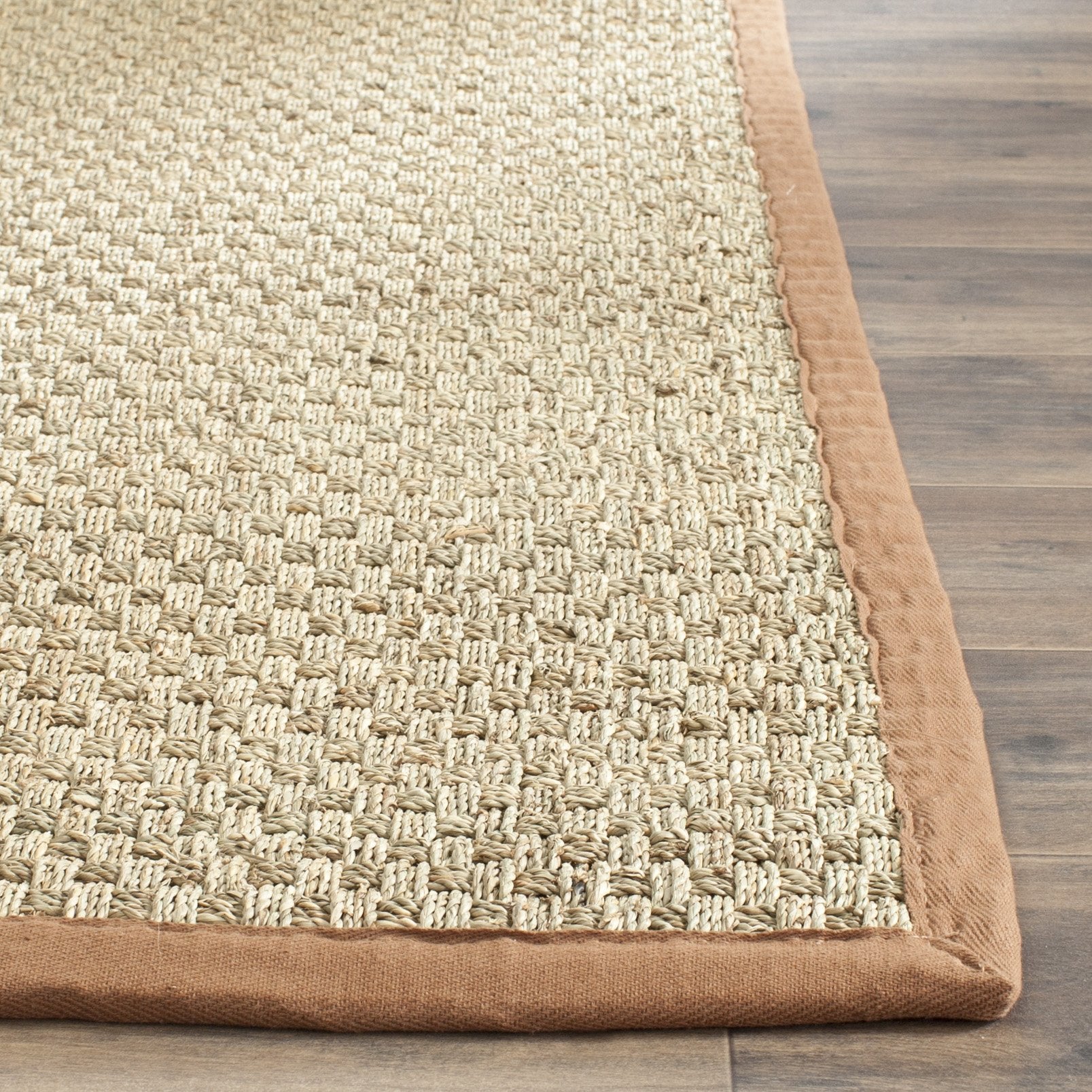 Safavieh Natural Fiber Collection 26 X 18 Assorted Nf114B Border Basketweave Seagrass Runner Rug