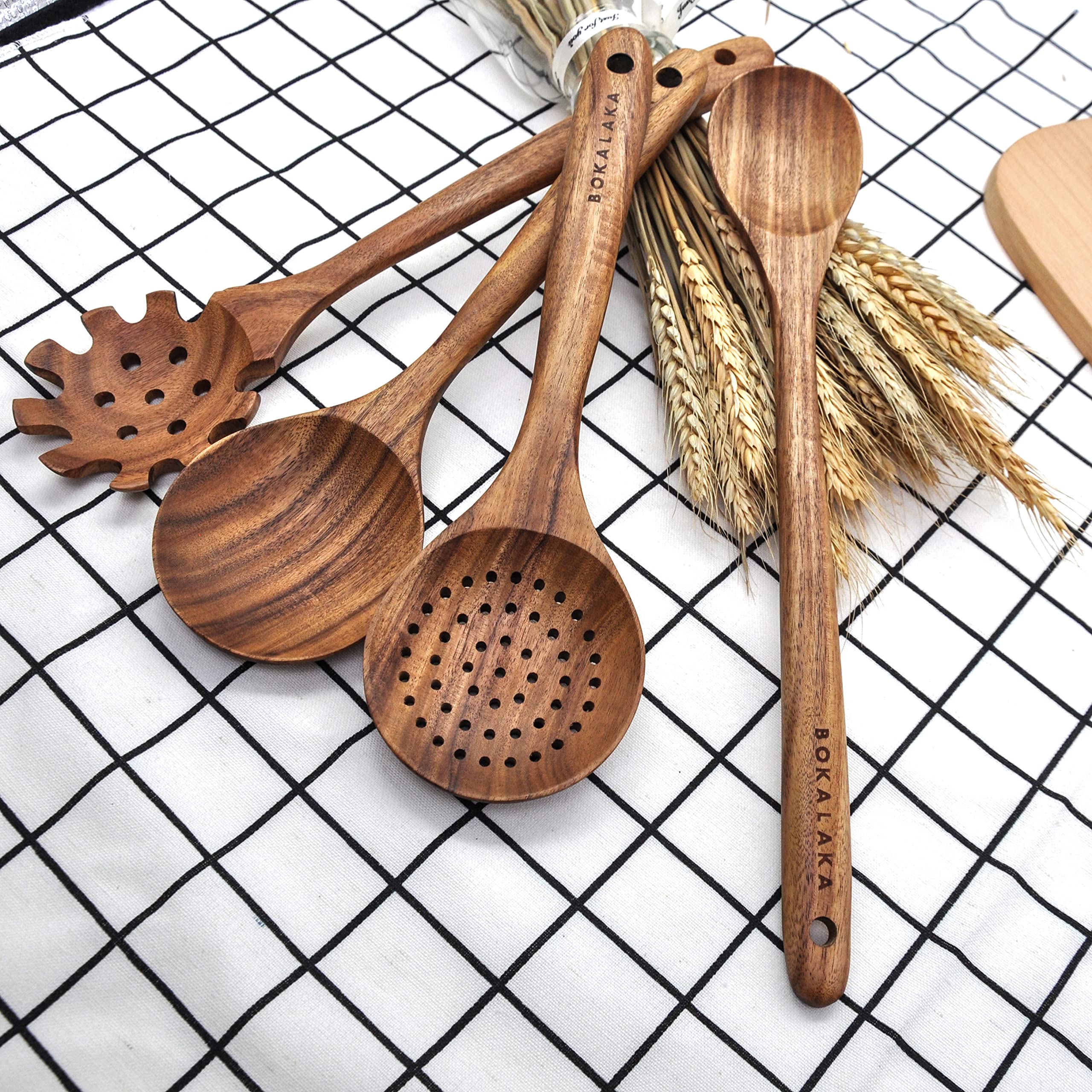 Wooden Spoons For Cooking,11 Pcs Wooden Kitchen Utensils Set Wooden Utensils For Cooking Wooden Cooking Utensils Wooden Spatulas