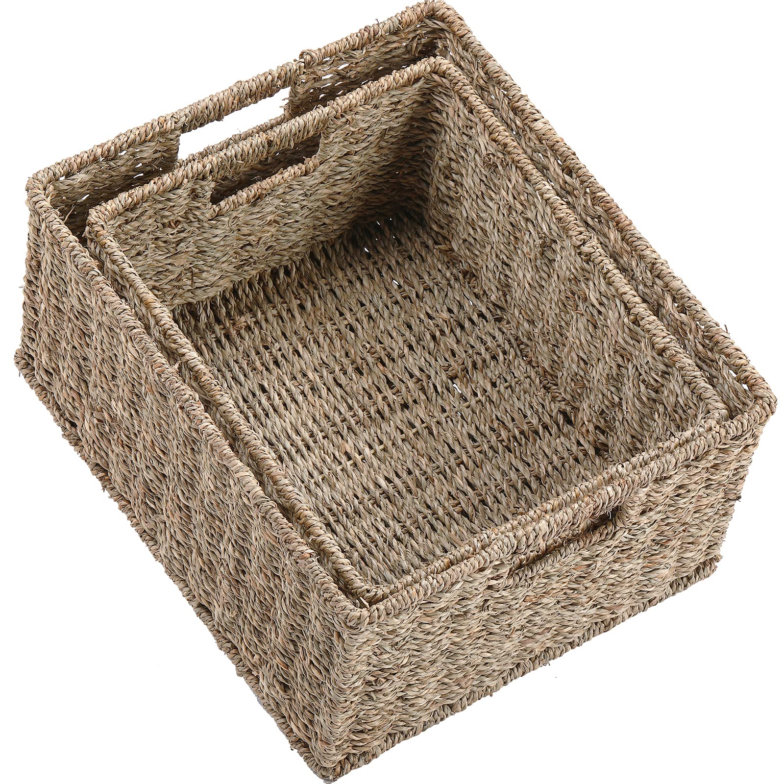Hoonex Large Wicker Baskets For Storage, Seagrass Baskets With Dual Handles, Woven Baskets For Storage, Set Of 2, Natural