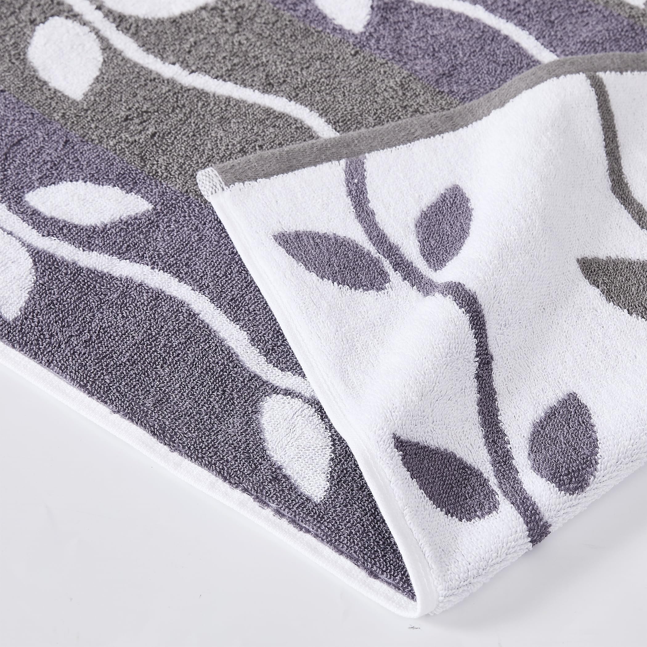 Modern Threads Amrapur Overseas 6-Piece Yarn Dyed Organic Vines Jacquard/Solid Ultra Soft 500GSM 100% Combed Cotton Towel Set [Grey Lavender]