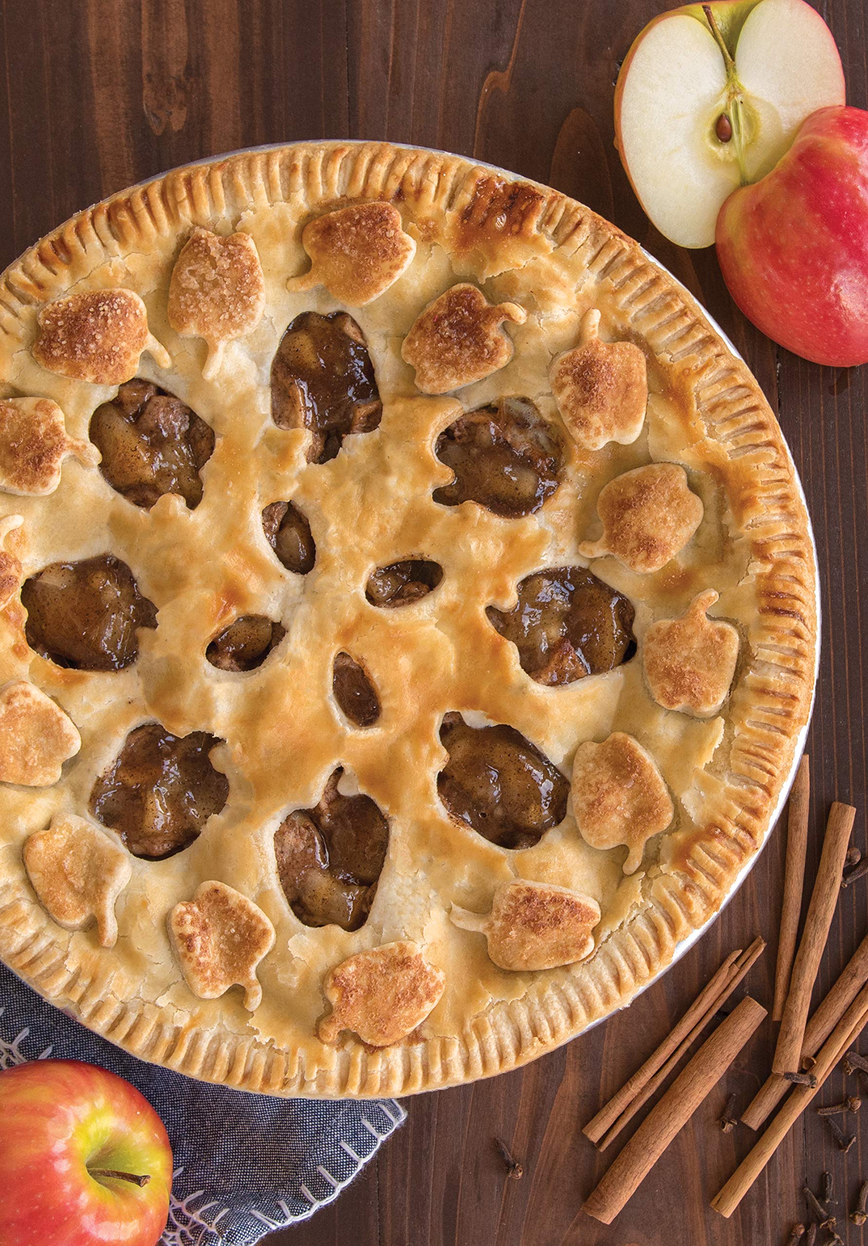 Nordic Ware Apples & Leaves Reversible Pie Top Cutter, Red