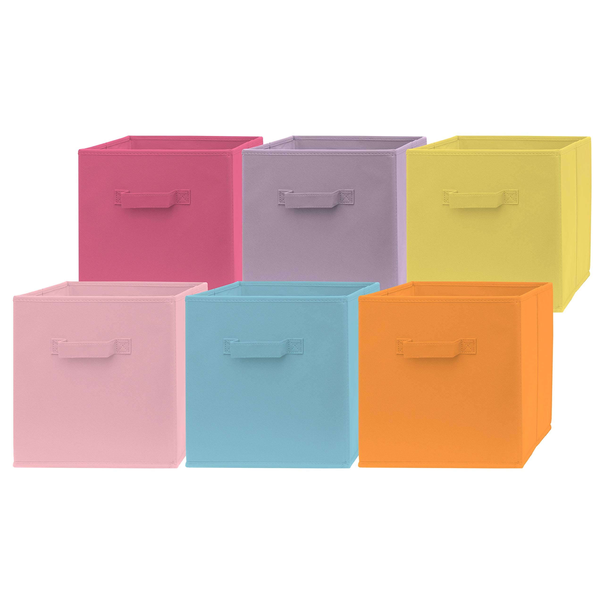 Pomatree 13X13X13 Inch Storage Cubes - 6 Pack - Fun Colored Large Storage Bins  Dual Handles  Foldable Cube Baskets For Home, Ki