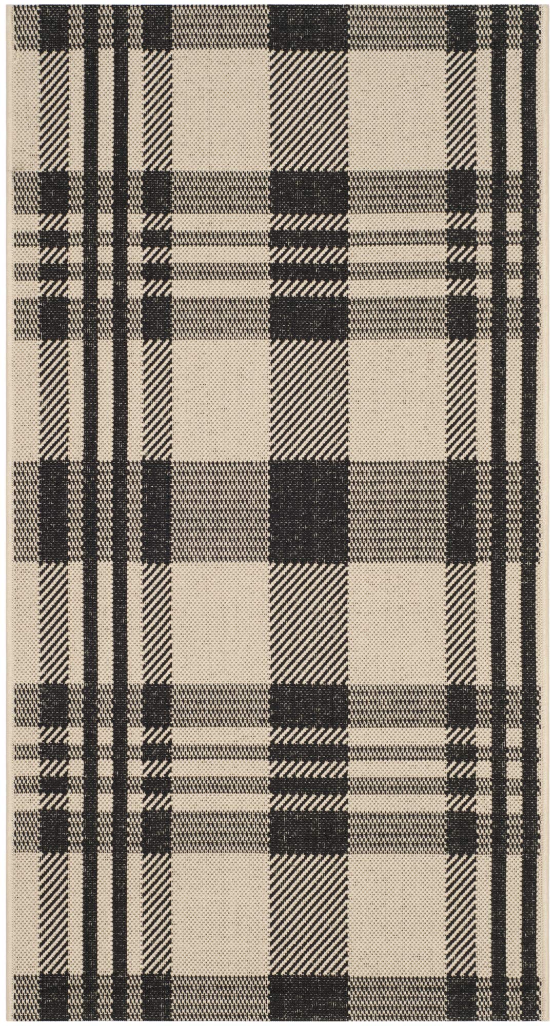 SAFAVIEH Courtyard Collection 67 x 96 Black/Bone CY6201 Plaid Indoor/ Outside Waterproof Easy cleansingPatio Backyard Mudroom 