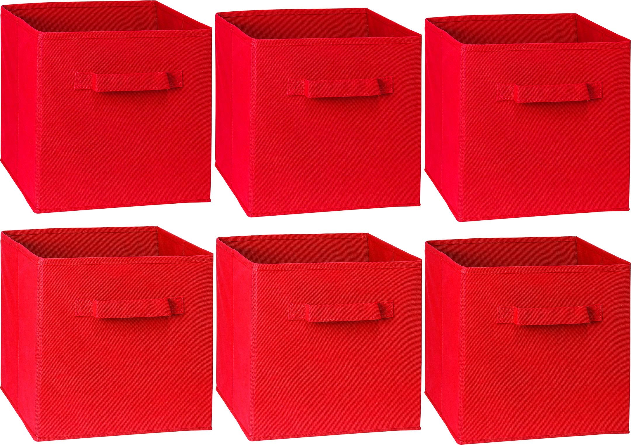 Simple Houseware Foldable Cube Storage Bin, Red - 6 Pack