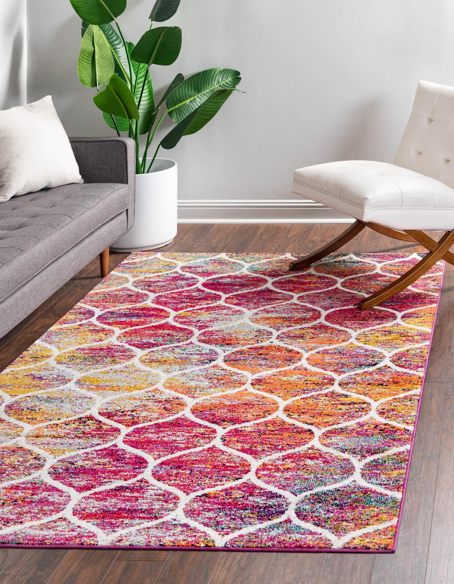 Unique Loom Trellis Frieze Collection Area Rug - Rounded (3 3 x 5 3, Multi/ Black)