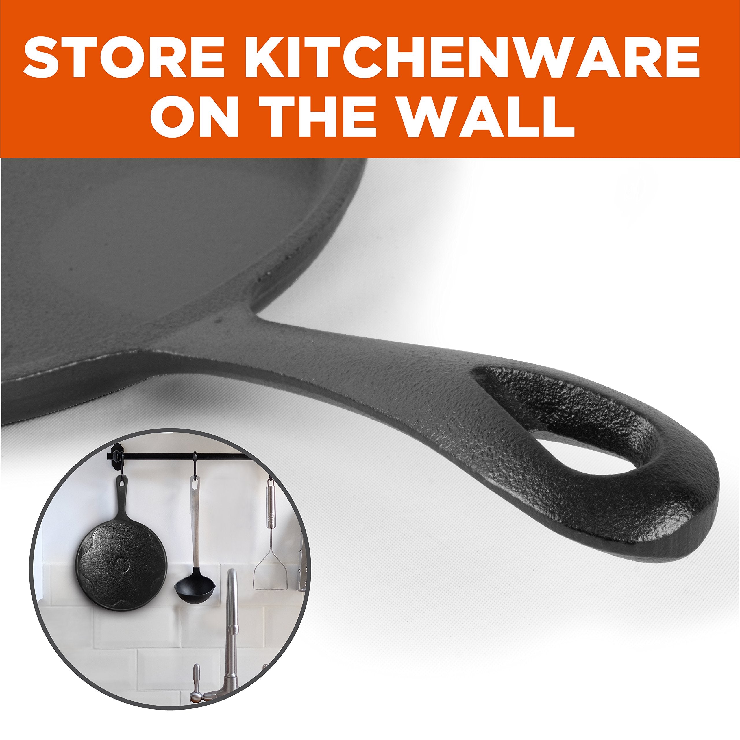 Commercial Chef Round Cast Iron Griddle Pan 3-Piece Set - 8-Inch, 10-Inch, And 12-Inch - Pre-Seasoned Griddle Cast Iron Cookware
