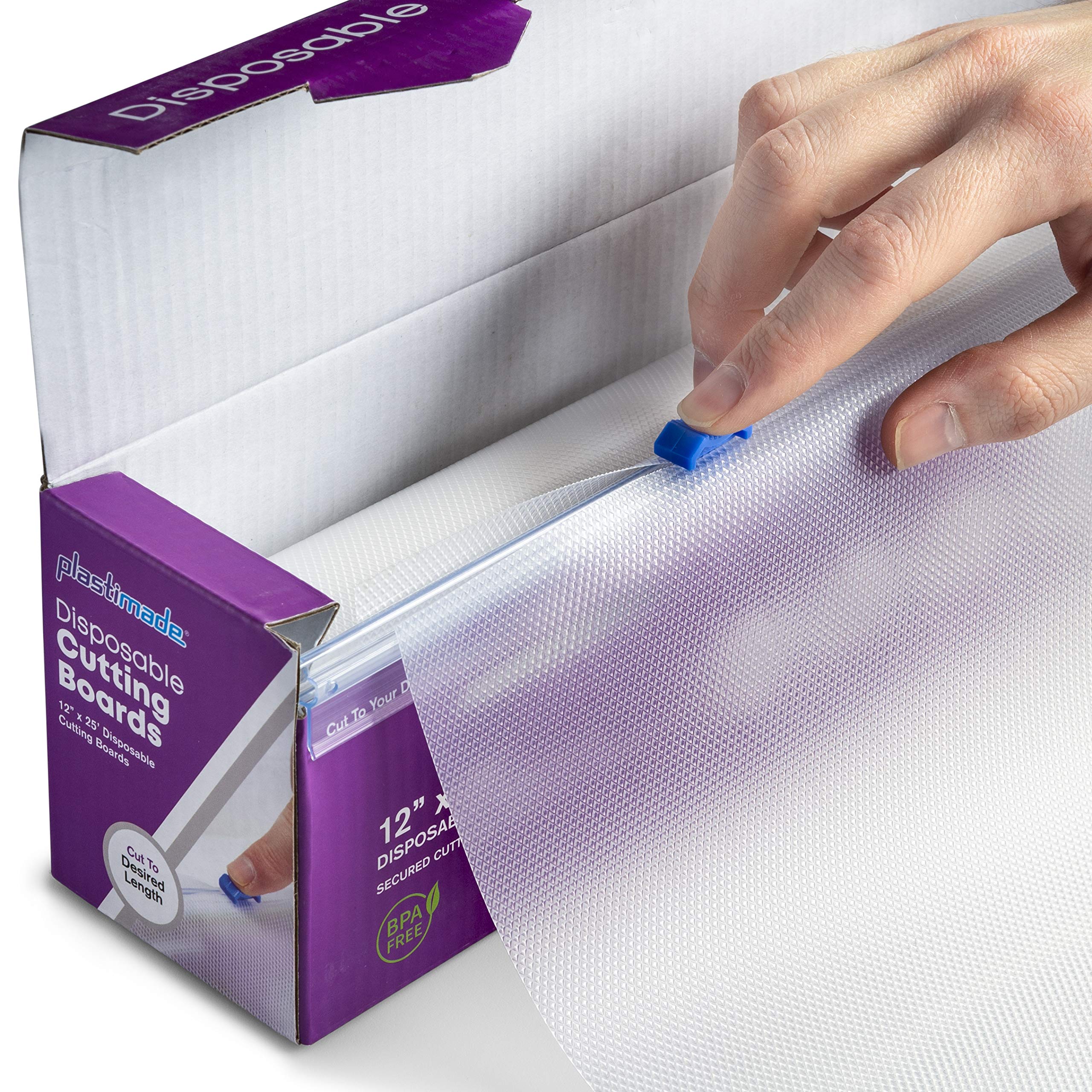 Plastimade Disposable Plastic Cutting Board | Easy To Use Flexible Cutting Board Sheets With Built In Sliding Cutter | For Thank