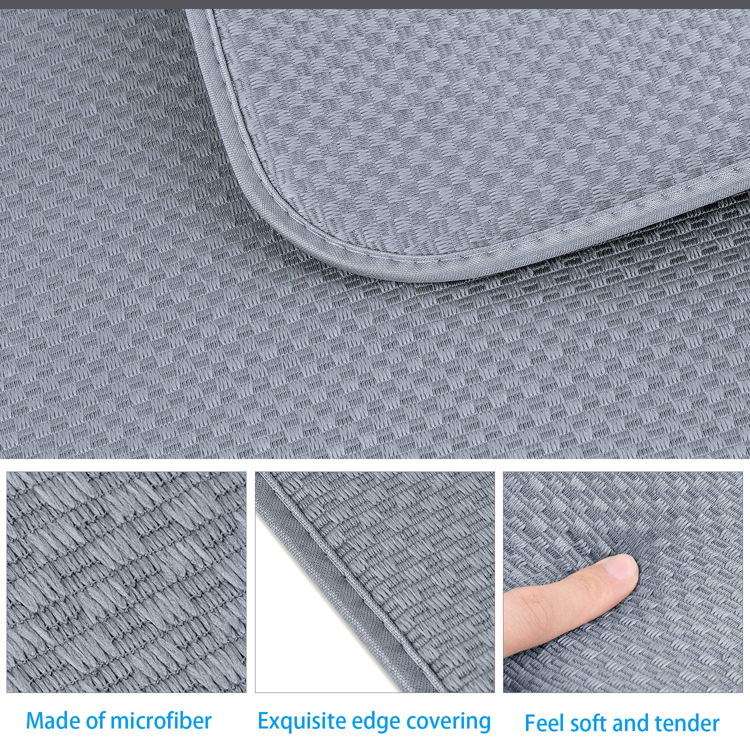 2 Pack Dish Drying Mats For Kitchen, Microfiber Dish Drying Rack Pad, Kitchen Counter Mat - 18X16 Inch