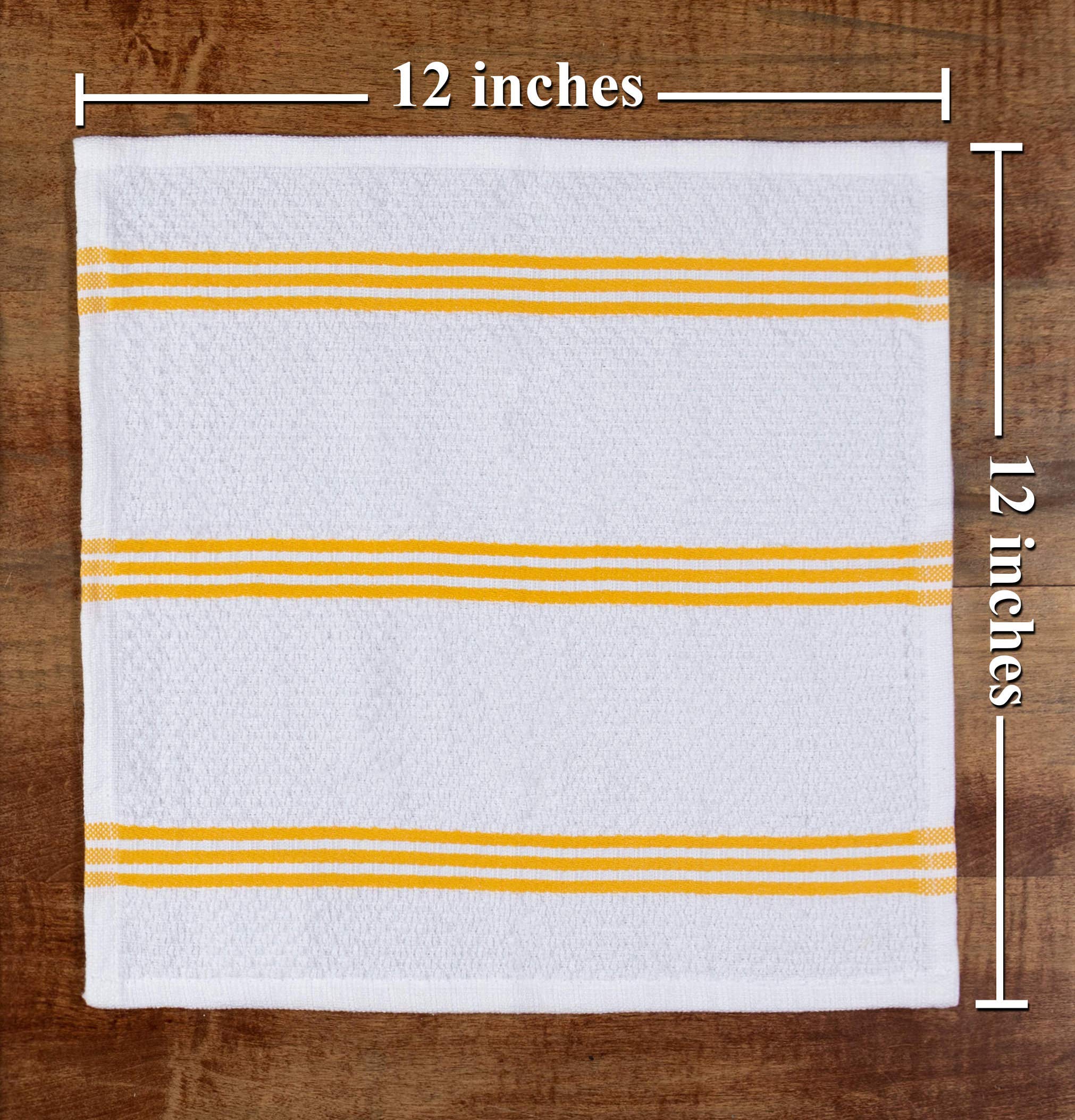 Kitchen Towels Dishcloths 100% Cotton, Set Of 8, Yellow And White Dish Cloth Towels, Tea Towels, Reusable And Absorbent Cleaning