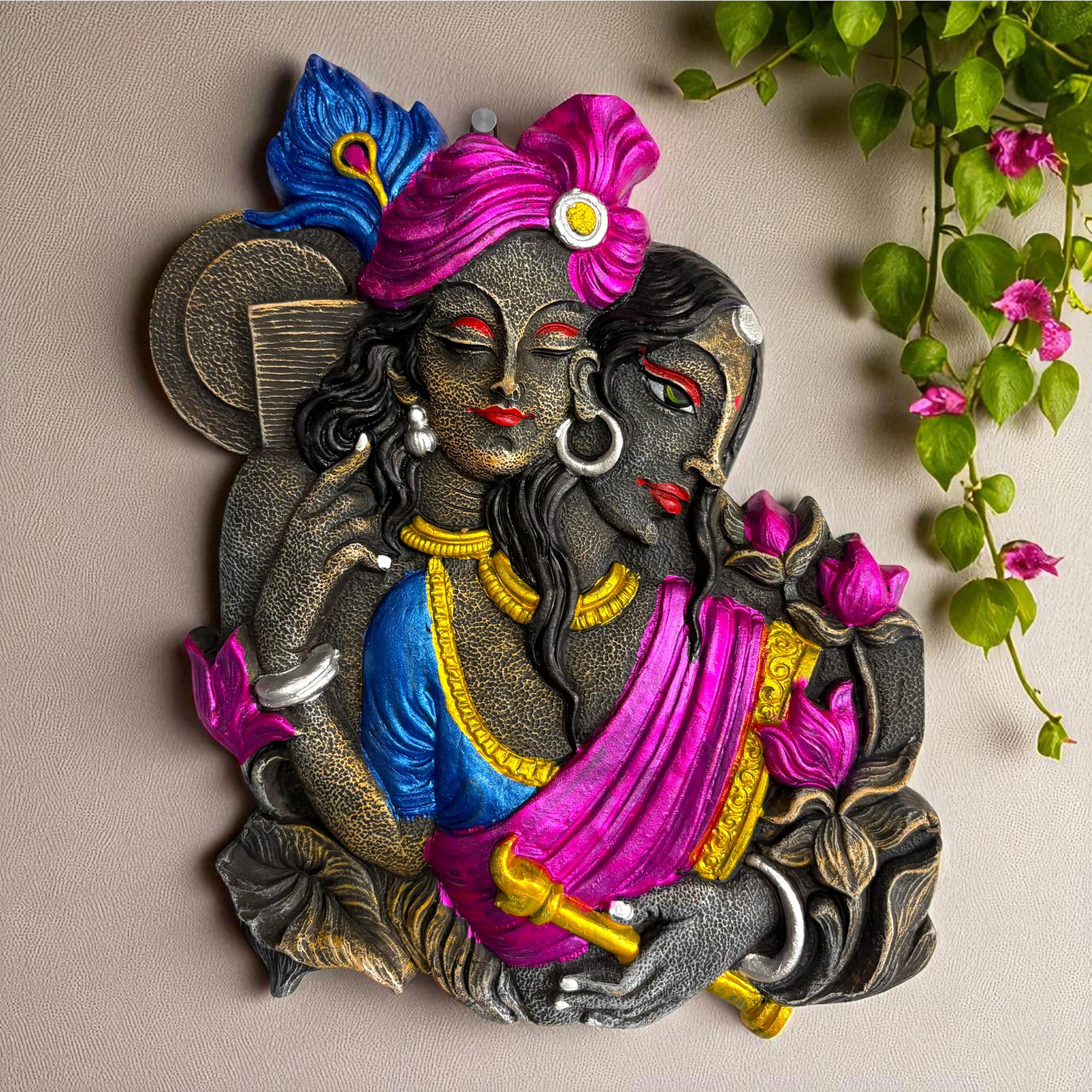 Sajawa Radha Krishna Murti-Terracotta-Clay-Mitti-Idol-Murti-Figurine-Painting For Temple-Mandir-Home-Office Decoration-Gifting-W