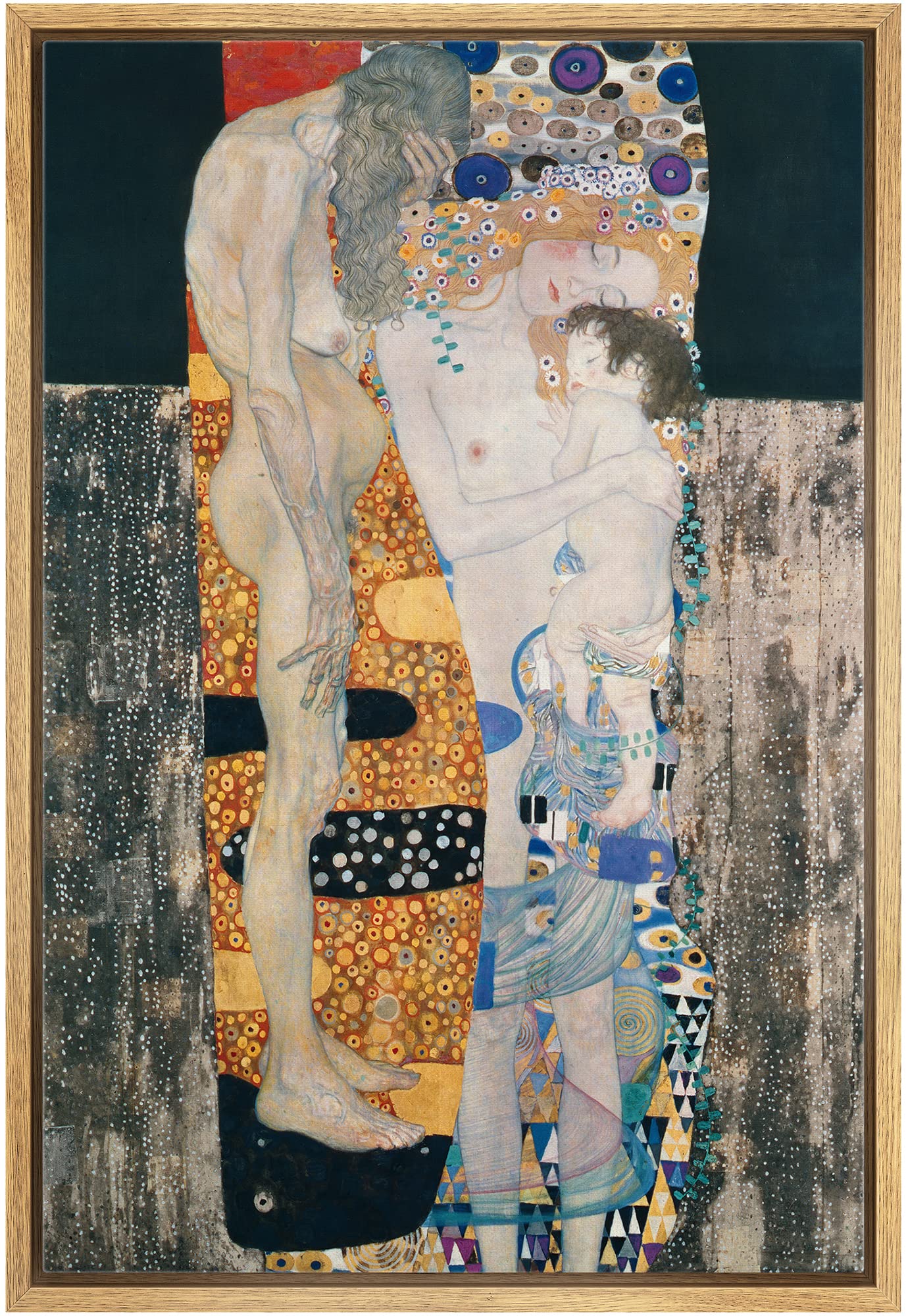 Wall26 Framed Canvas Print Wall Art Three Ages Of Woman, 1905 Gustav Klimt Classic Illustrations Fine Art Decorative Vintage Mul