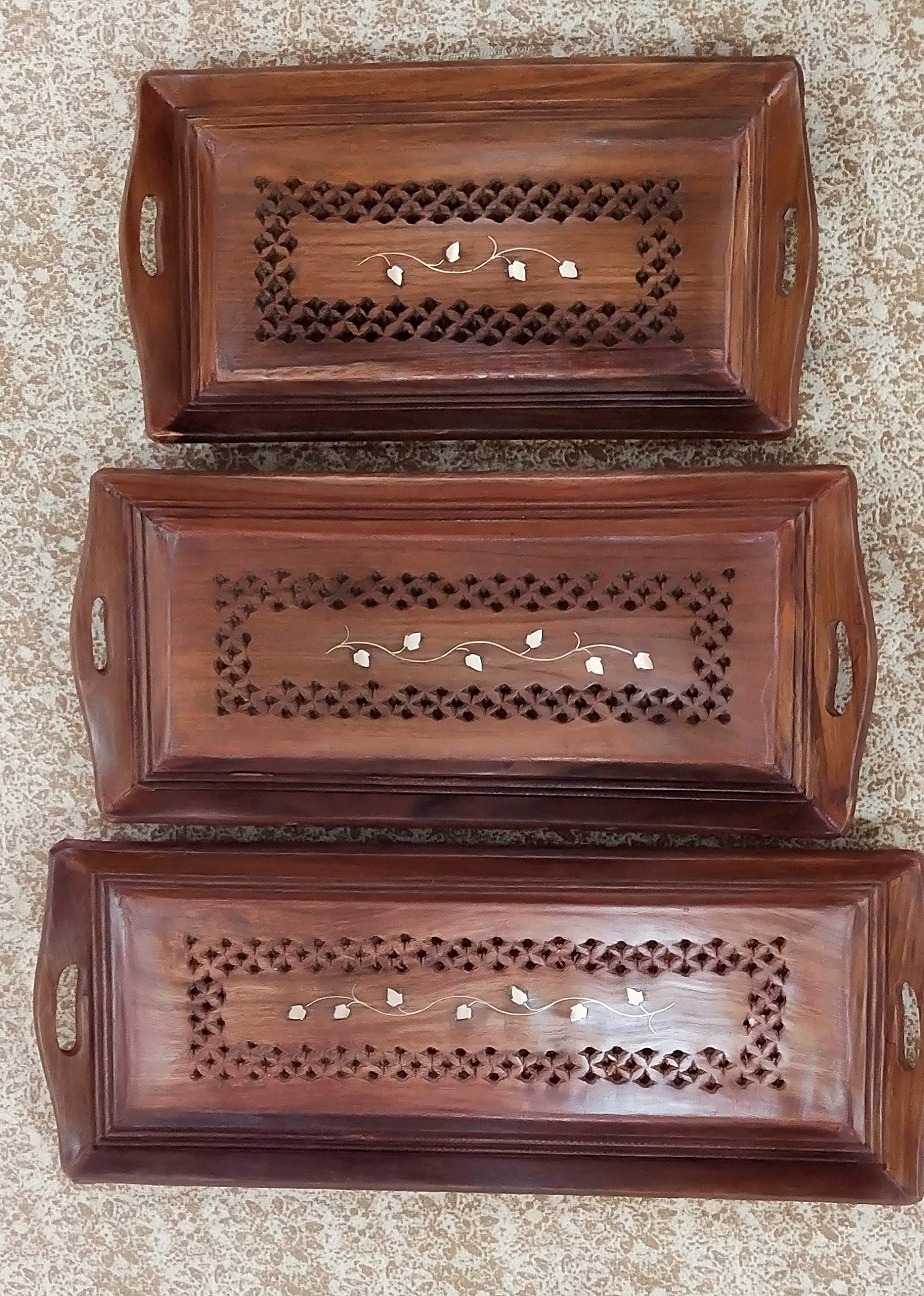 Master Arts Wooden Serving Tray For Coffee/Tea/Drinks For Living Room/Restaurant Simple & Looking For Home Kitchen Dinnig Table,