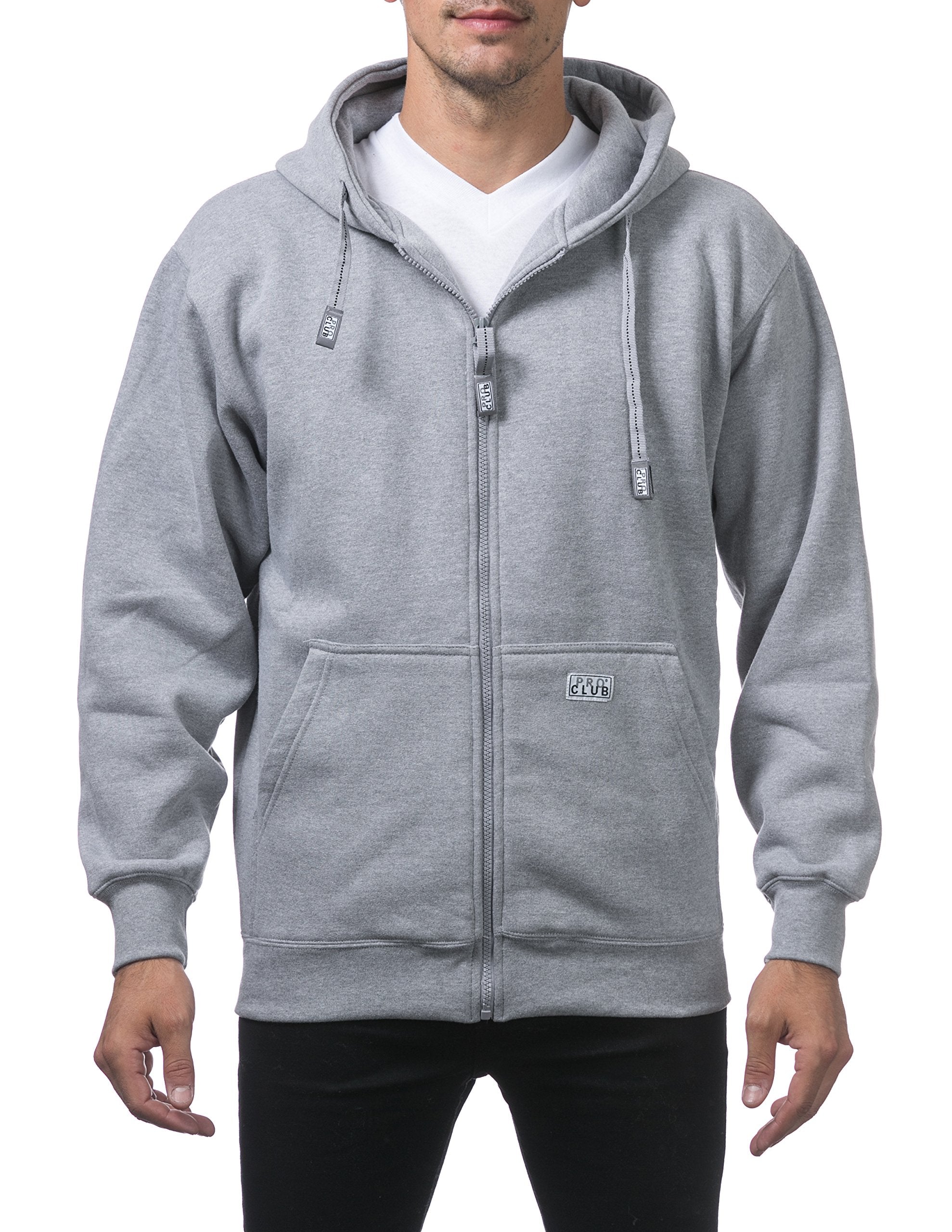 Pro Club Mens Heavyweight Full Zip Fleece Hoodie, Heather Gray, 7X-Large