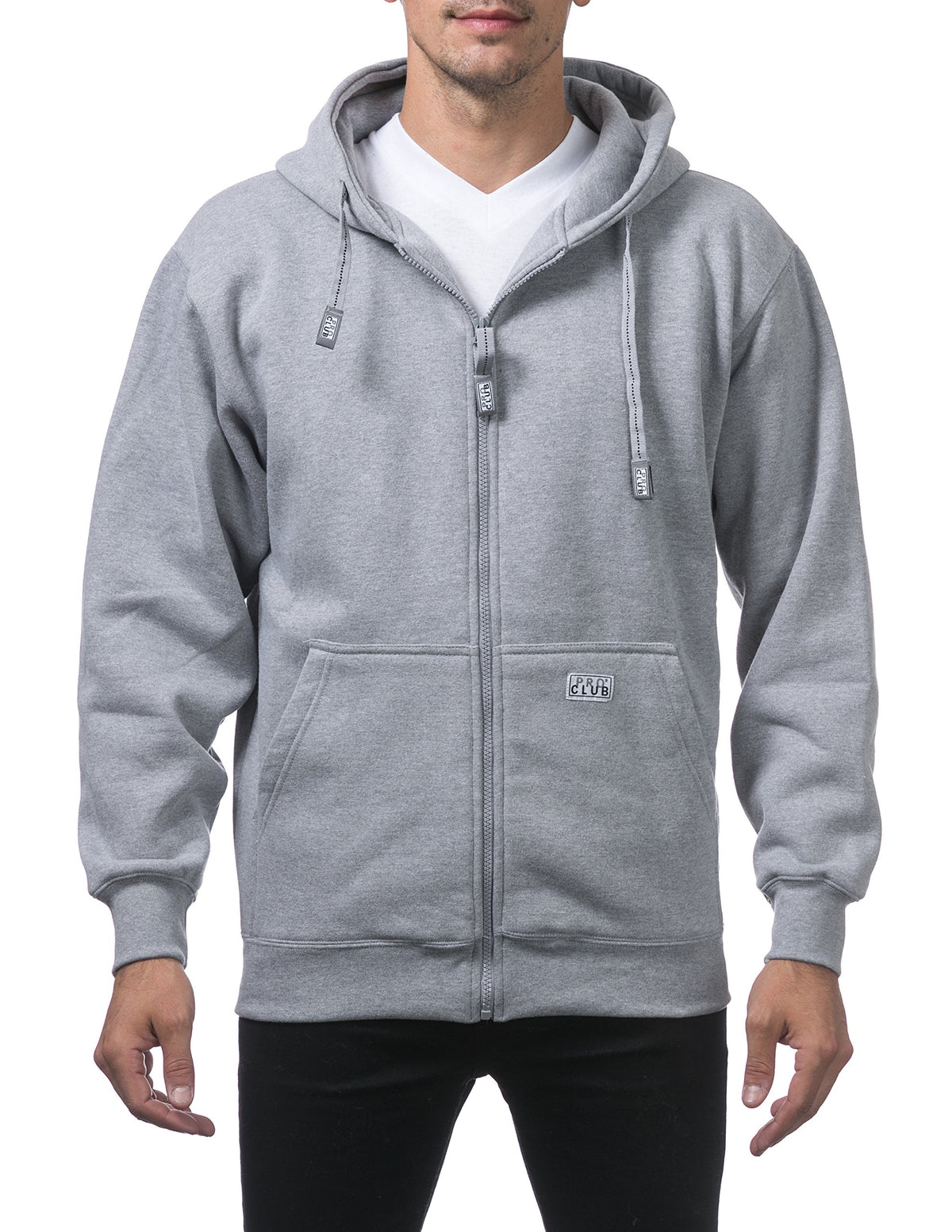 Pro Club Mens Heavyweight Full Zip Fleece Hoodie, Heather Gray, 7X-Large