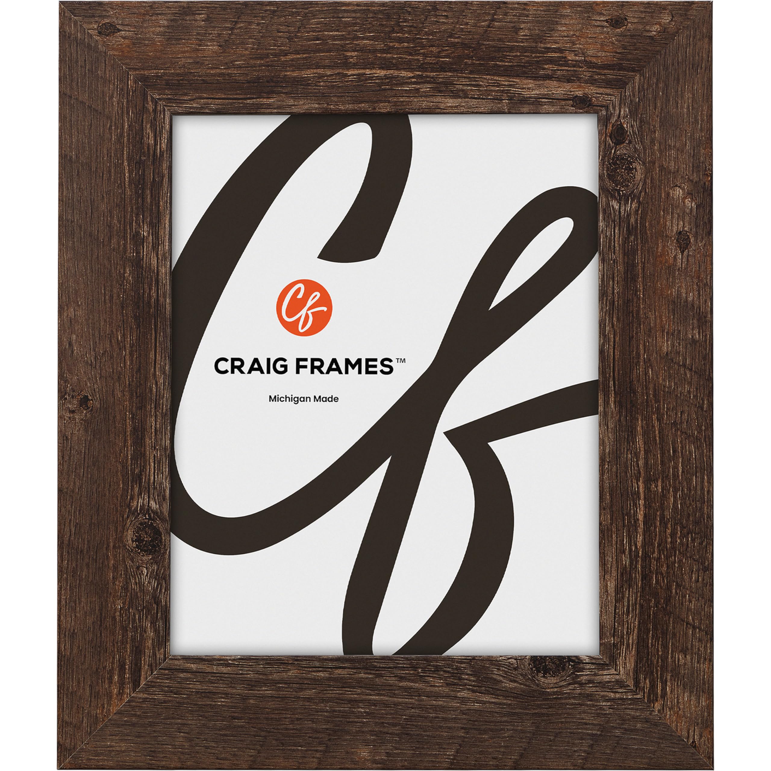 Craig Frames American Barn, 19x20 Picture Frame, Faux Barnwood, Brown Oak