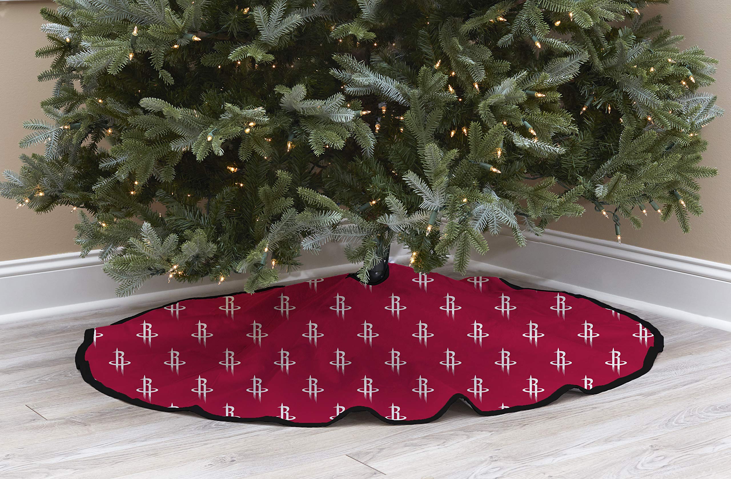 Pegasus Sports NBA Microplush Logo Christmas Tree Skirt, 52, Houston Rockets