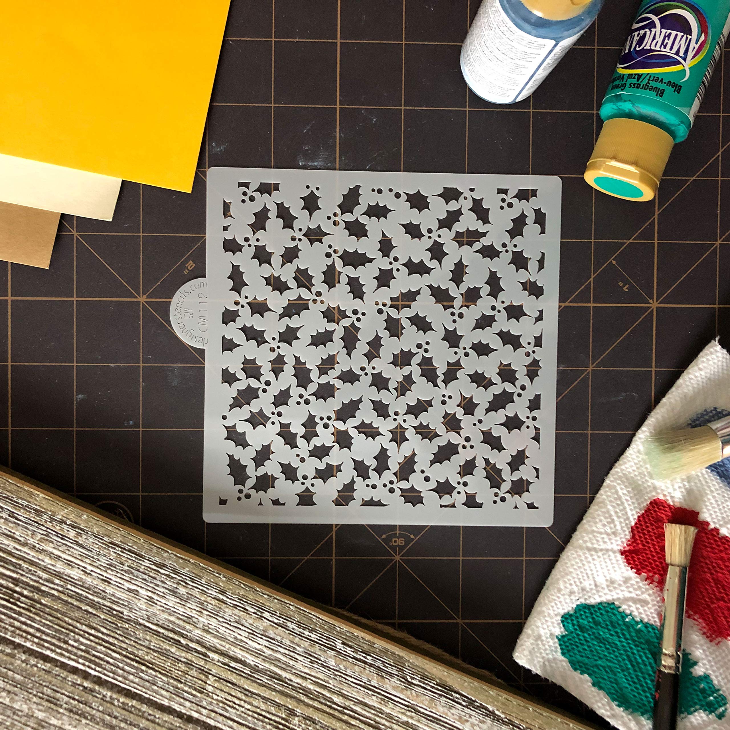 Holly And Berries Miniprint Cookie And Craft Stencil Cm112 By Designer Stencils