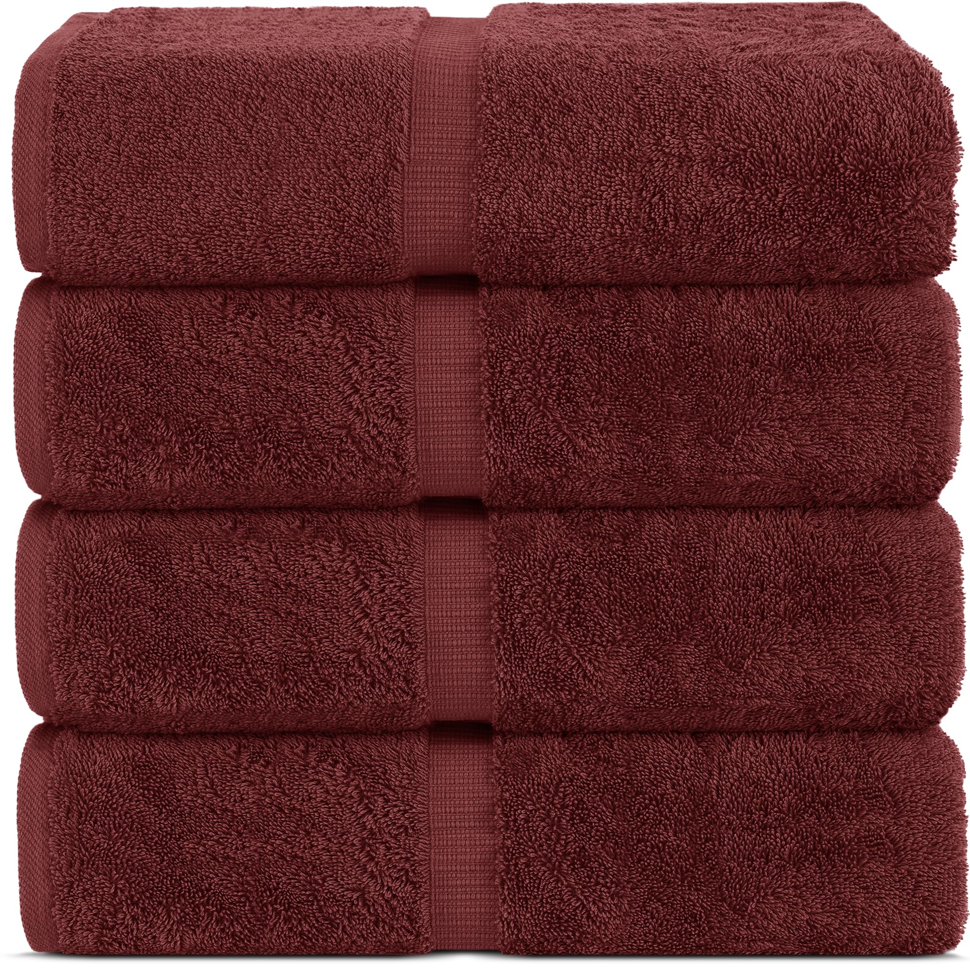 Chakir Turkish Linens 100% Cotton Premium Turkish Towels For Bathroom | 30'' X 60'' Large Bath Towels (4 Piece, Cranberry)