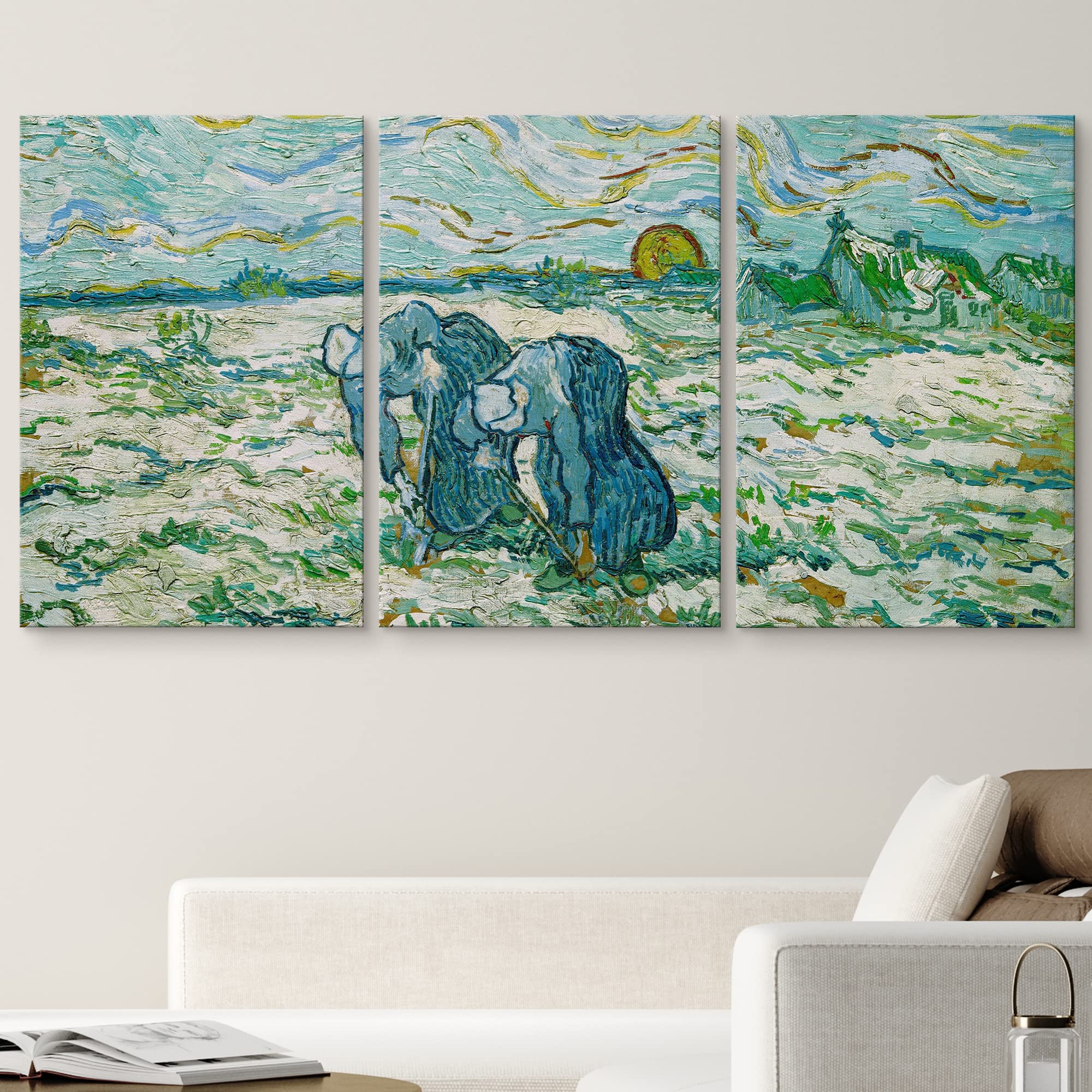 Wall26 Canvas Print Wall Art Set Two Peasant Women Digging In Field Vincent Van Gogh Classical Illustrations Fine Art Decorative